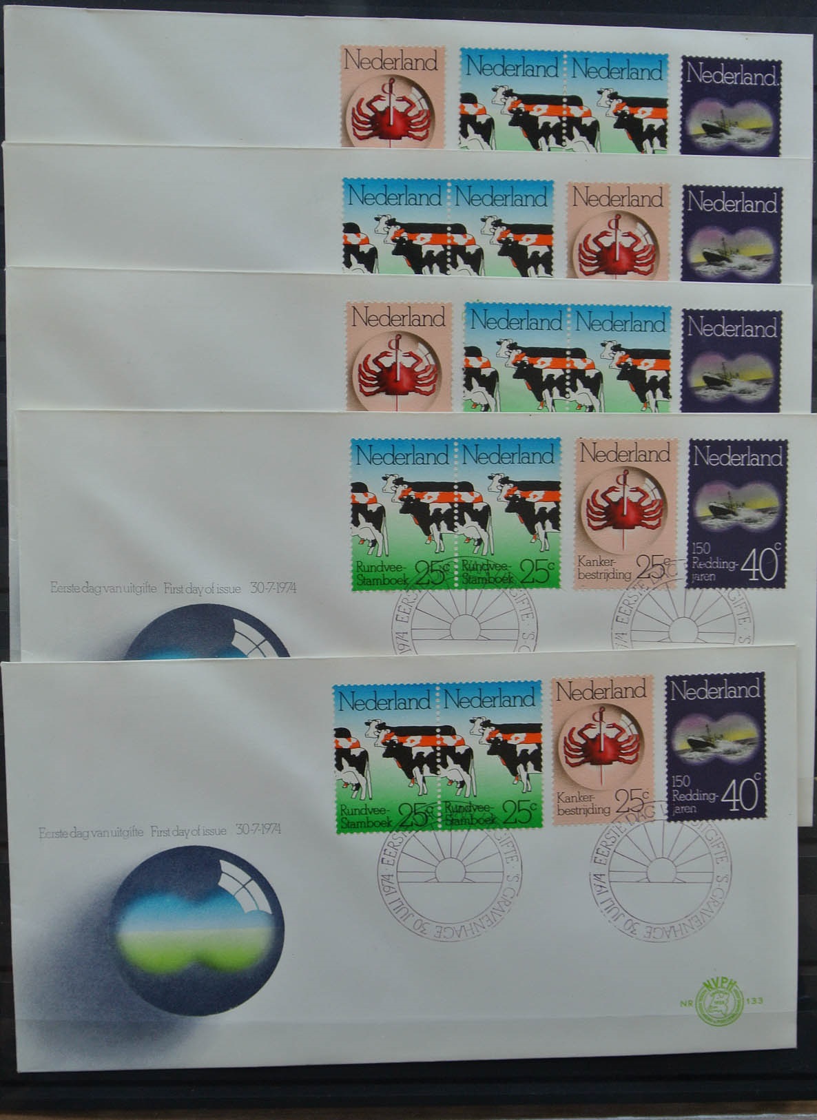 13015 002 - 13015 Netherlands 1974 double cow on fdc! 13015 002 - 13015 Netherlands 1974 double cow on fdc!