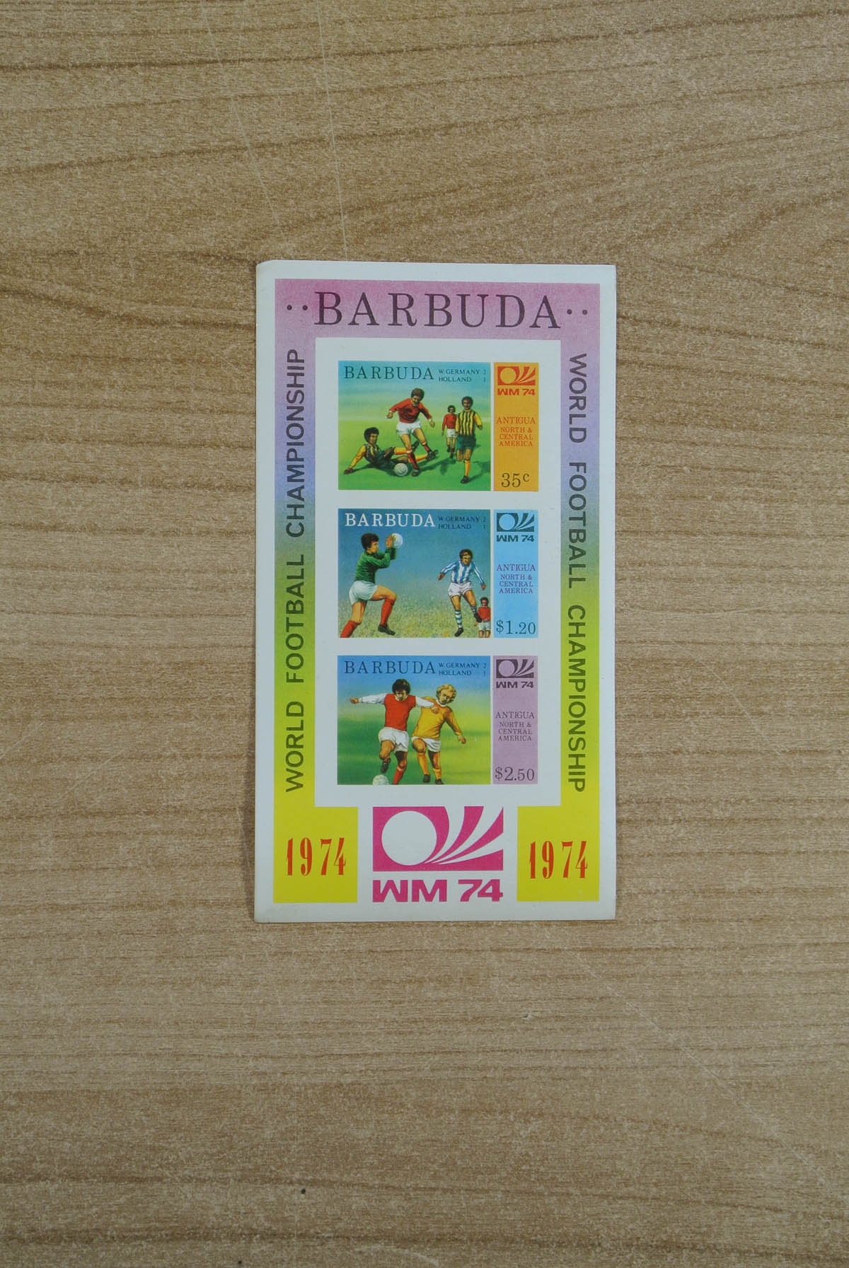 13071 001 - 13071 Barbuda World Championship Football 1974 imperforated.