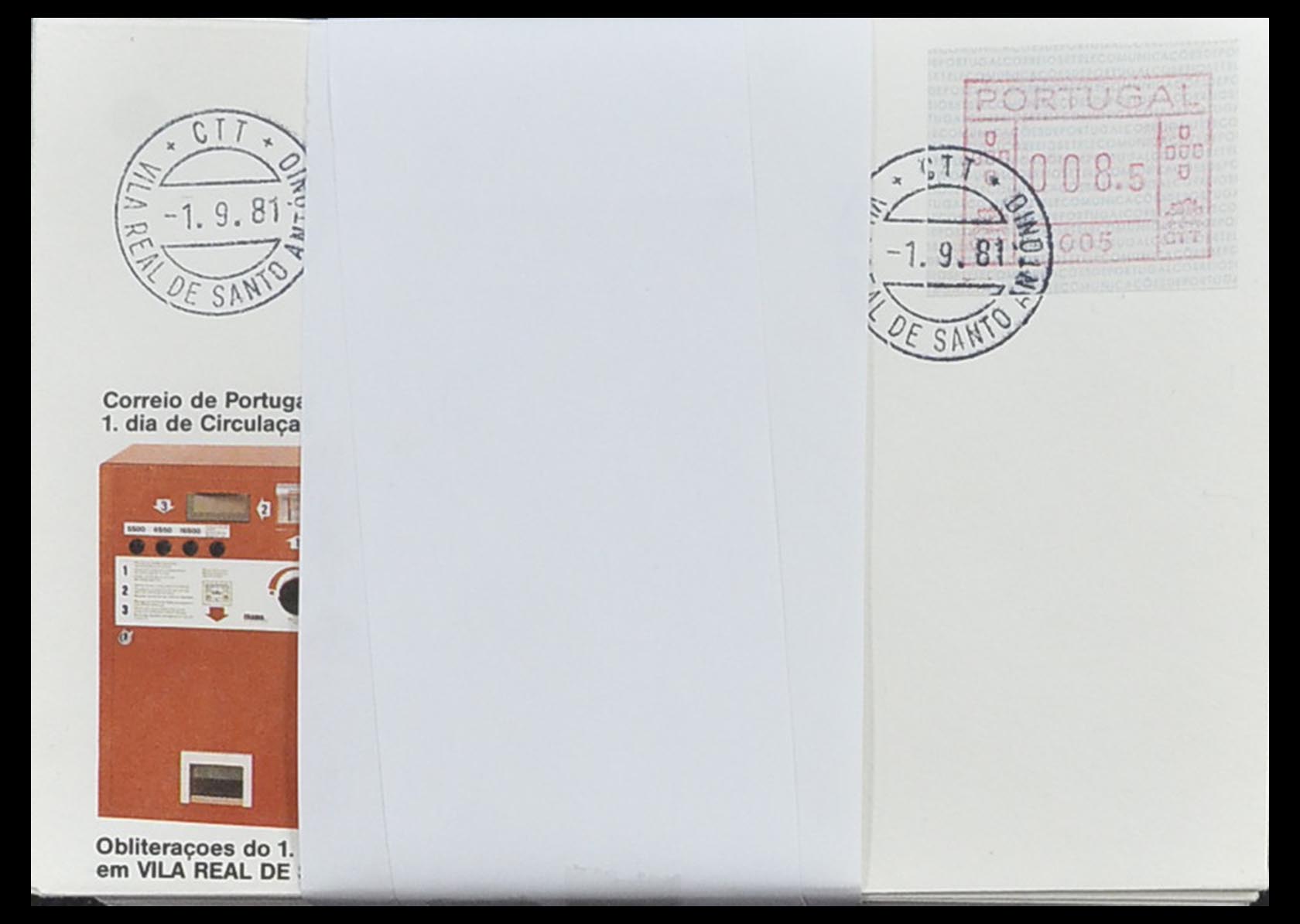 19008 006 - 19008 Portugal ATM stamps on first day cover 1981-1987.