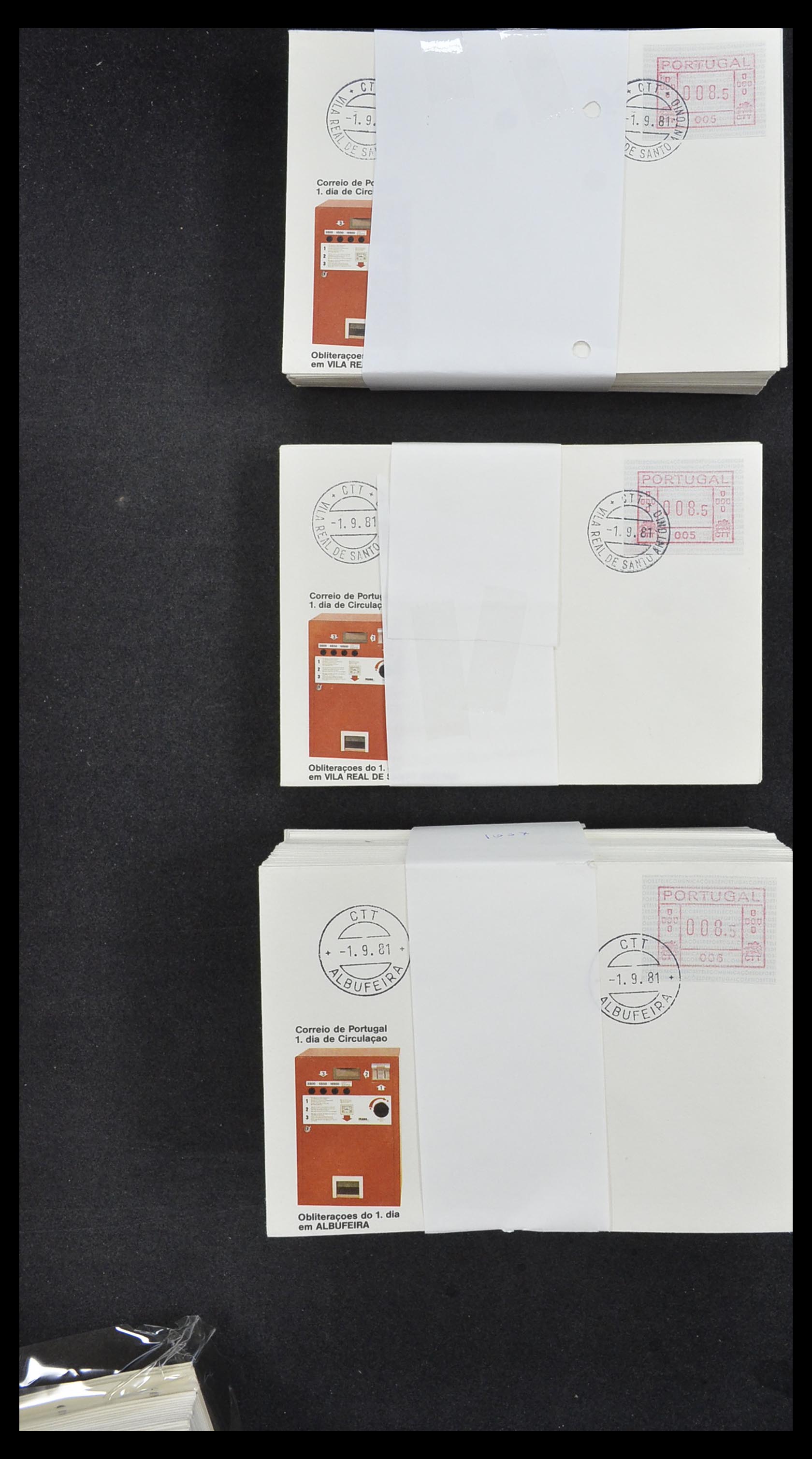 19008 009 - 19008 Portugal ATM stamps on first day cover 1981-1987.