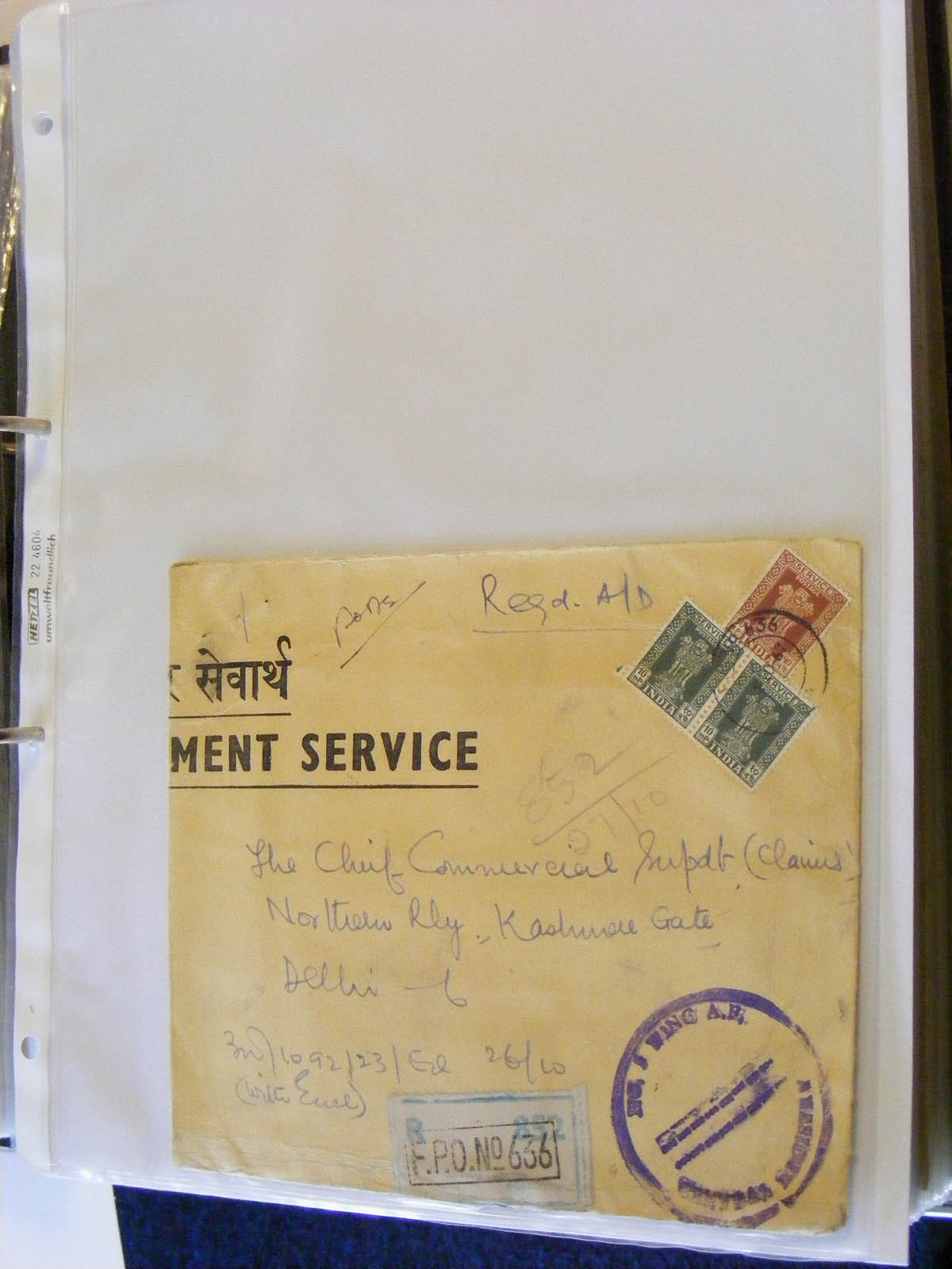19584-1 083 - 19584 India service covers.