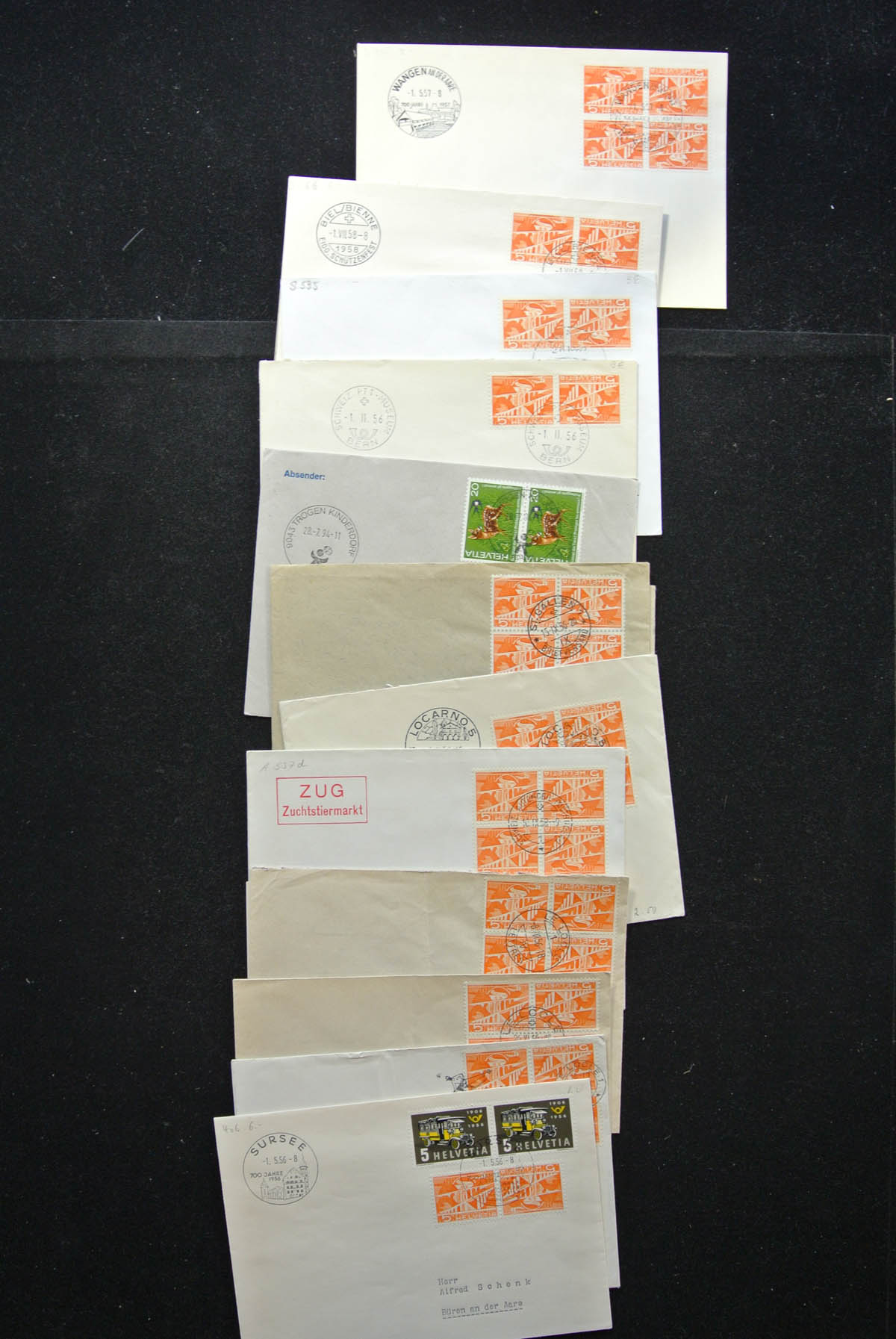 25248 012 - 25248 Switzerland 1938-1990 covers.