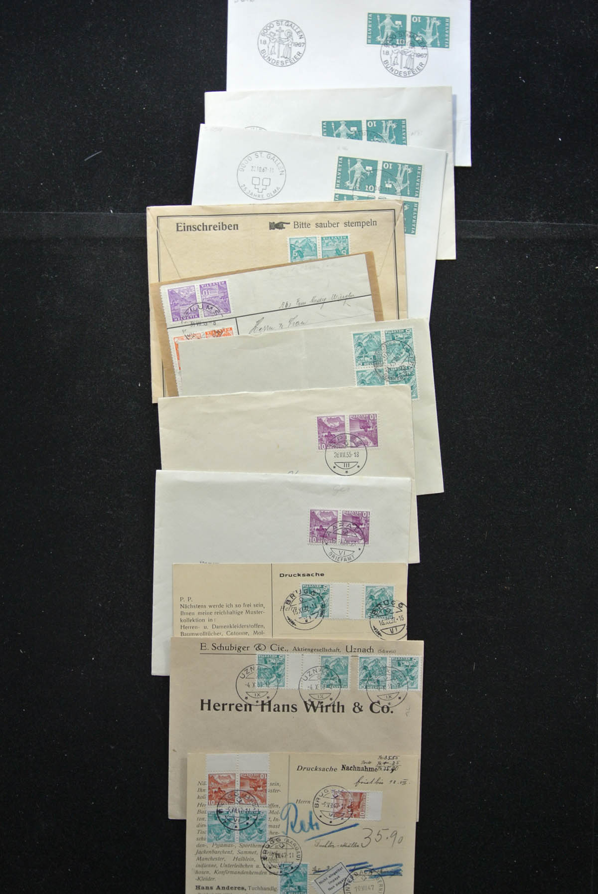 25248 029 - 25248 Switzerland 1938-1990 covers.