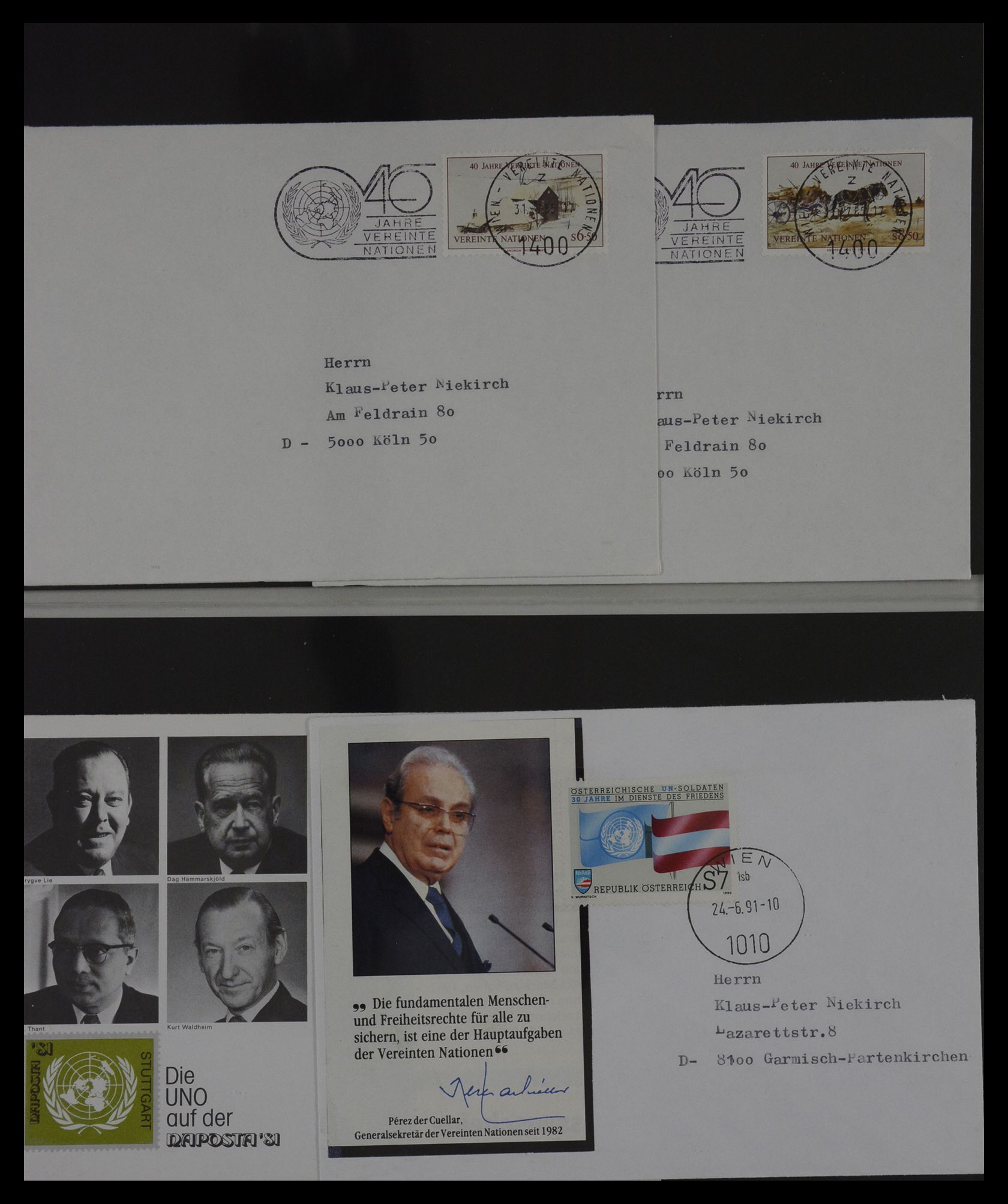 27382 006 - 27382 Verenigde Naties 1957-2003 FDC's.