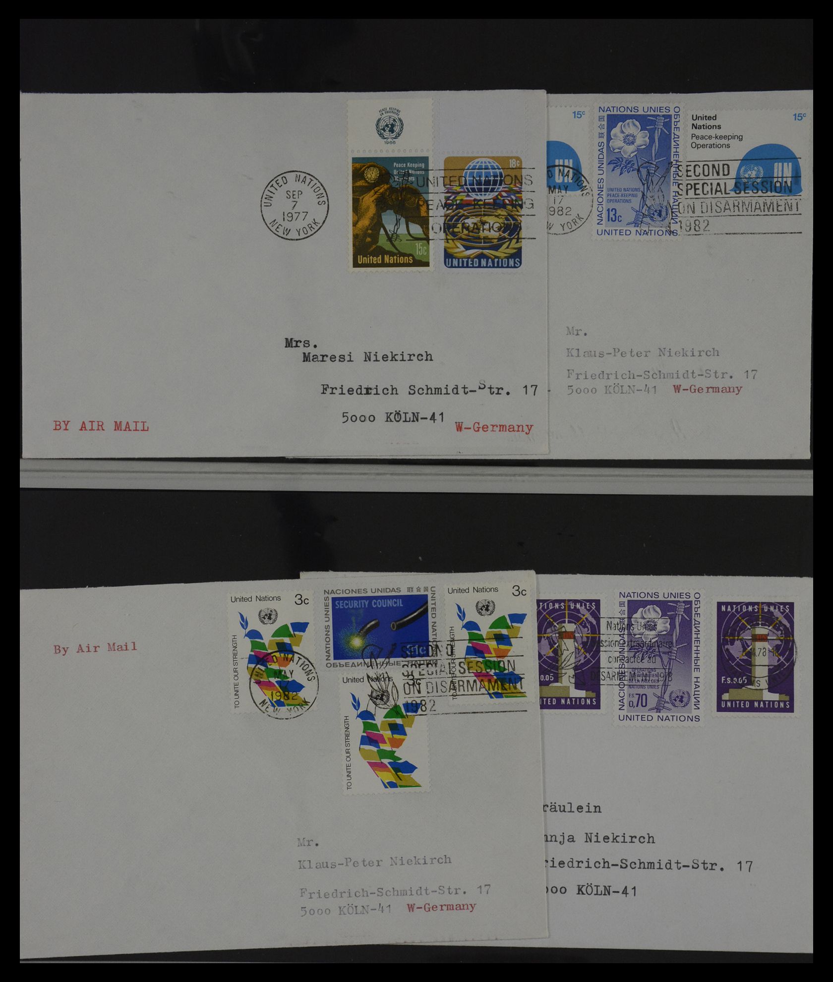 27382 013 - 27382 Verenigde Naties 1957-2003 FDC's.