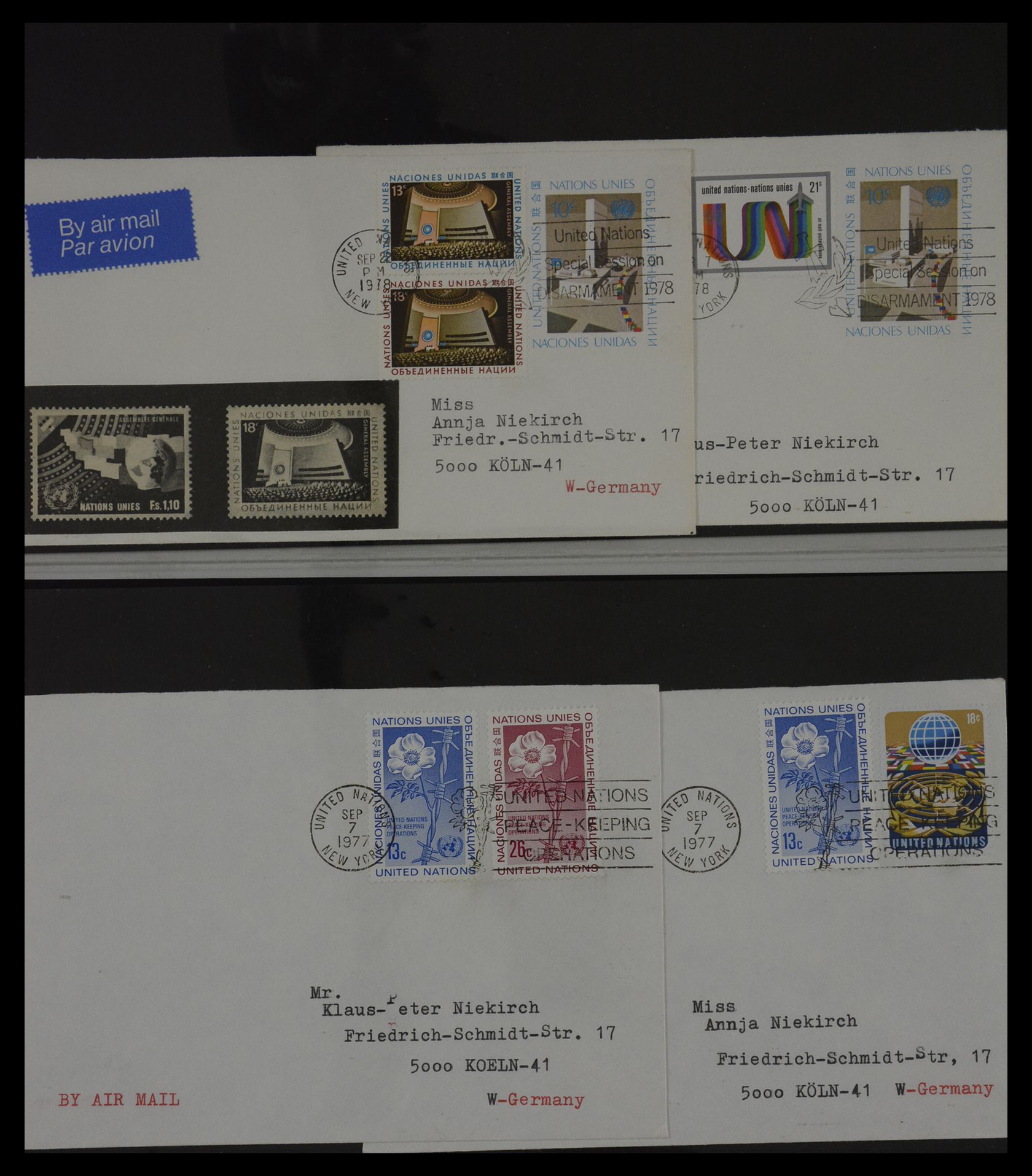 27382 015 - 27382 Verenigde Naties 1957-2003 FDC's.