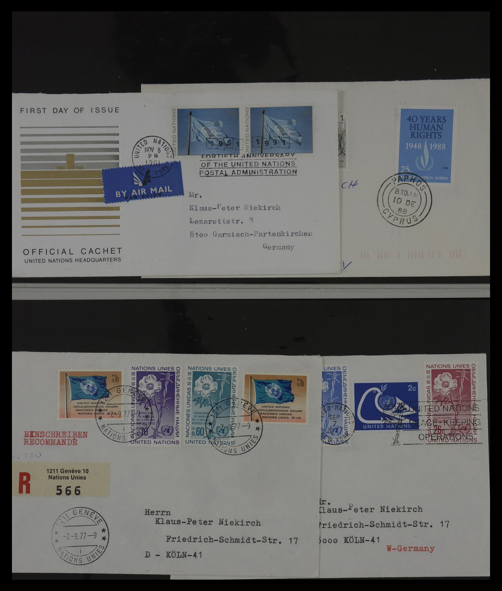 27382 017 - 27382 Verenigde Naties 1957-2003 FDC's.