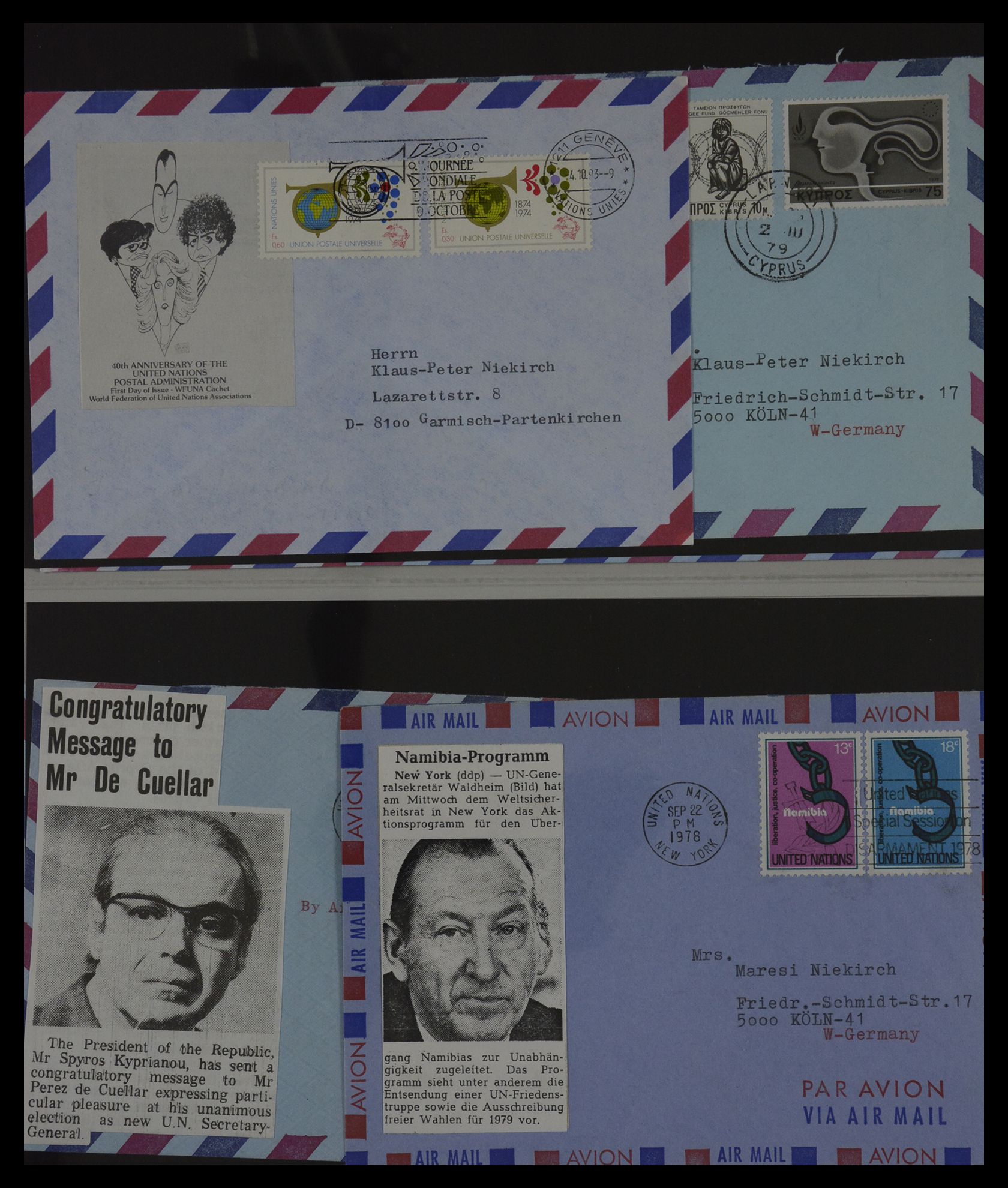 27382 034 - 27382 Verenigde Naties 1957-2003 FDC's.