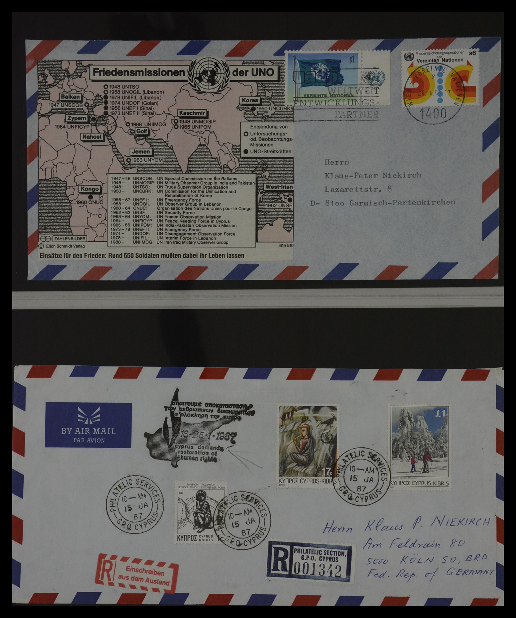 27382 042 - 27382 Verenigde Naties 1957-2003 FDC's.