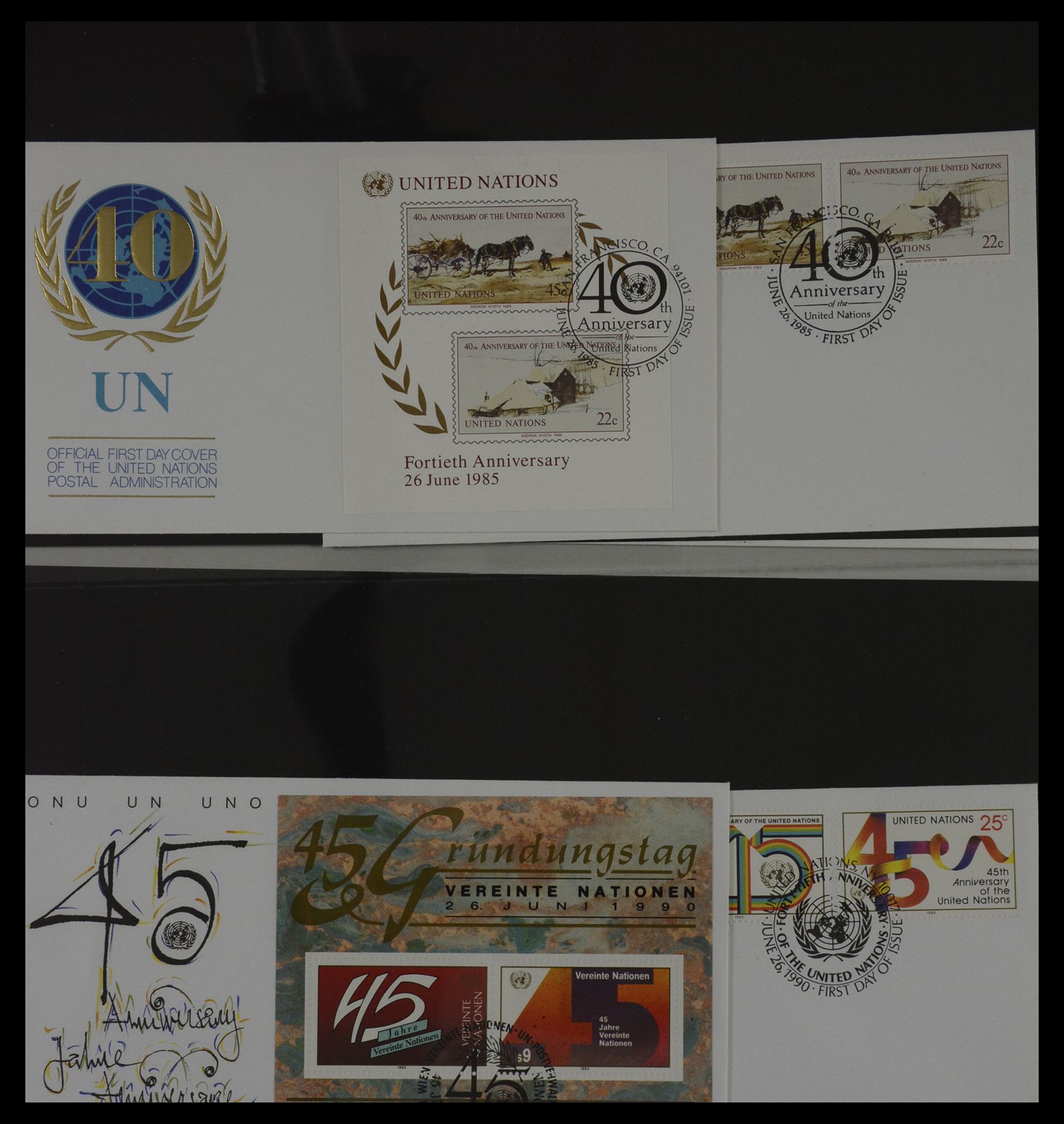 27382 062 - 27382 Verenigde Naties 1957-2003 FDC's.