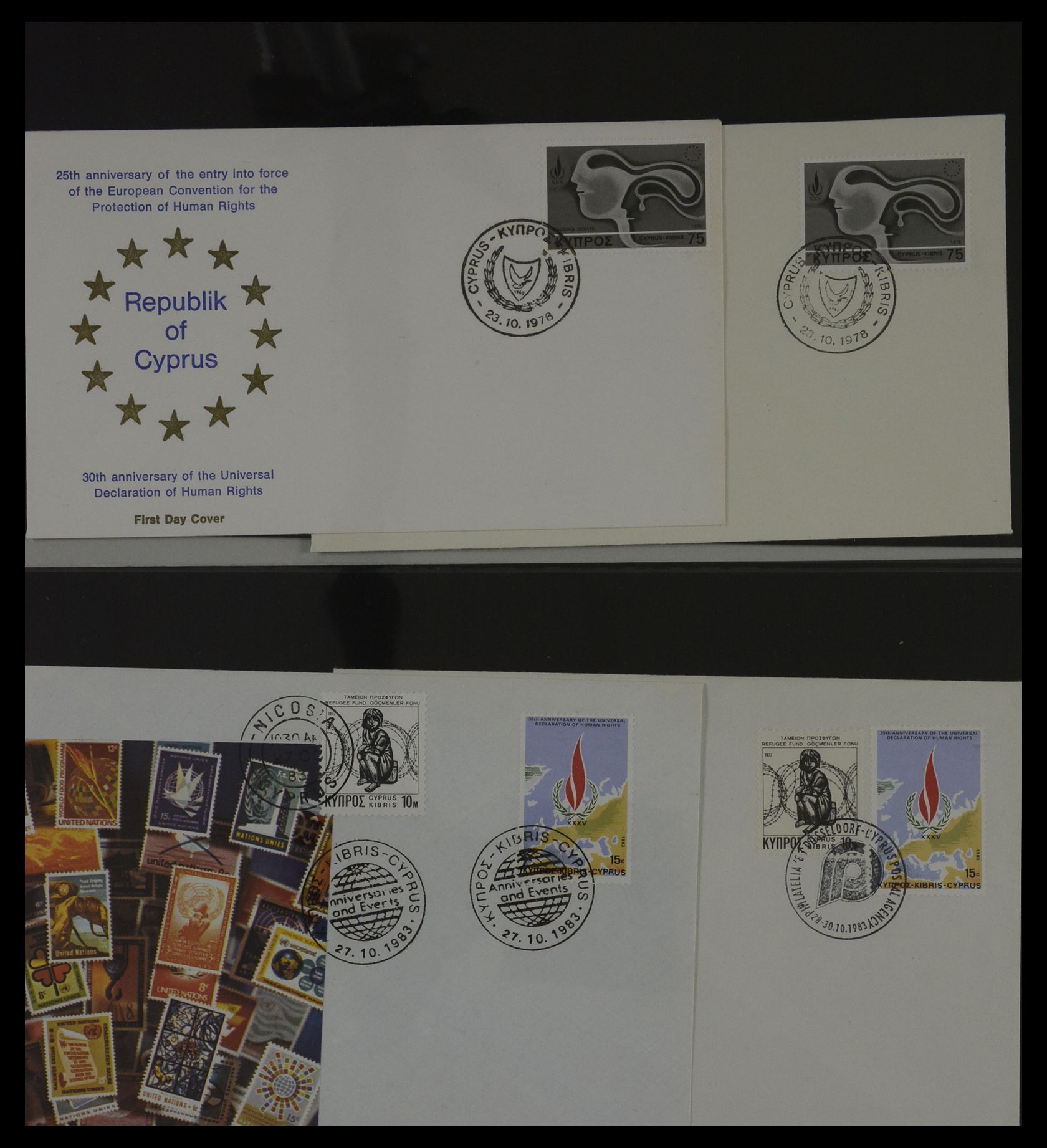 27382 074 - 27382 Verenigde Naties 1957-2003 FDC's.