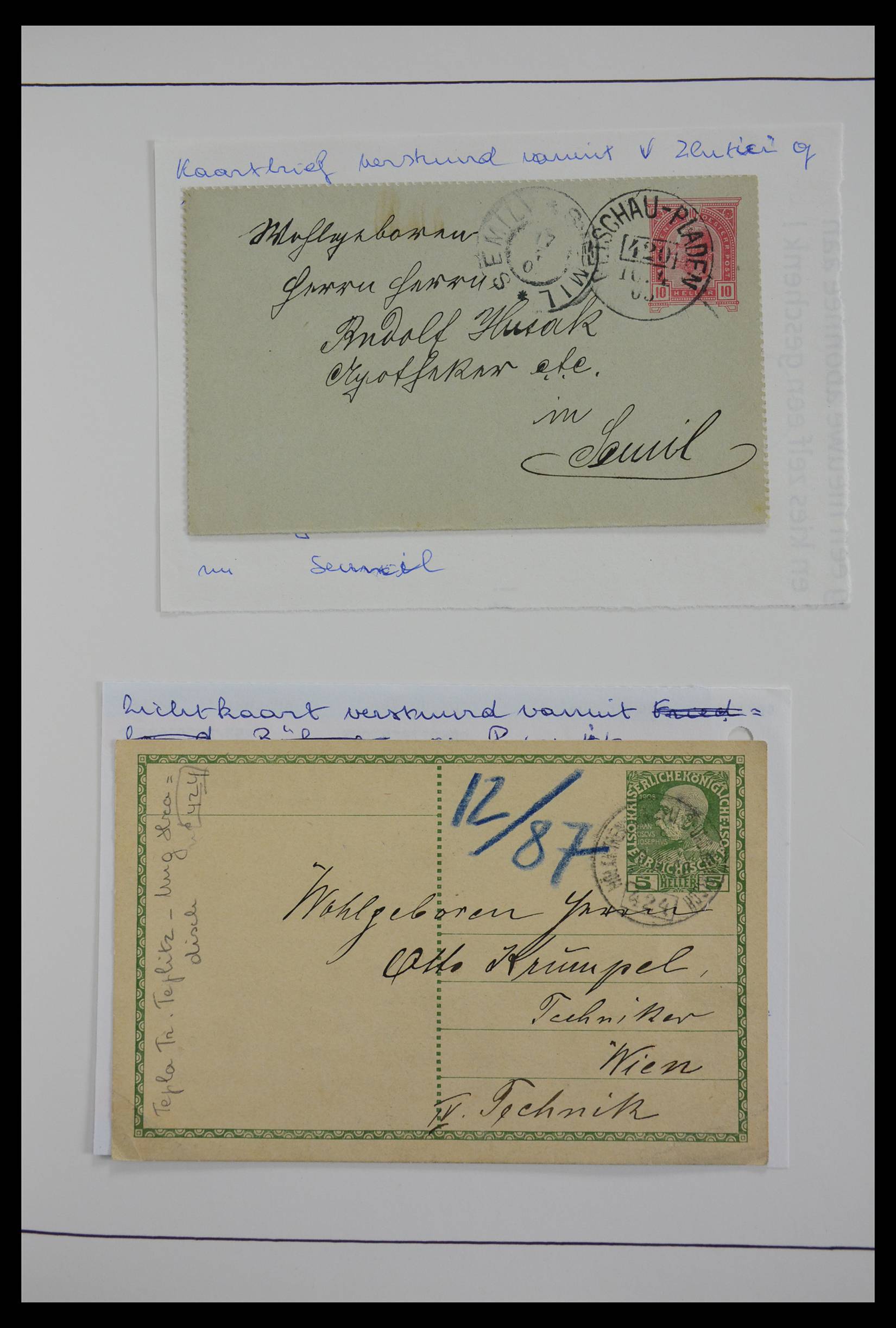 27524 0100 - 27524 Austria railroad post and station cancels.