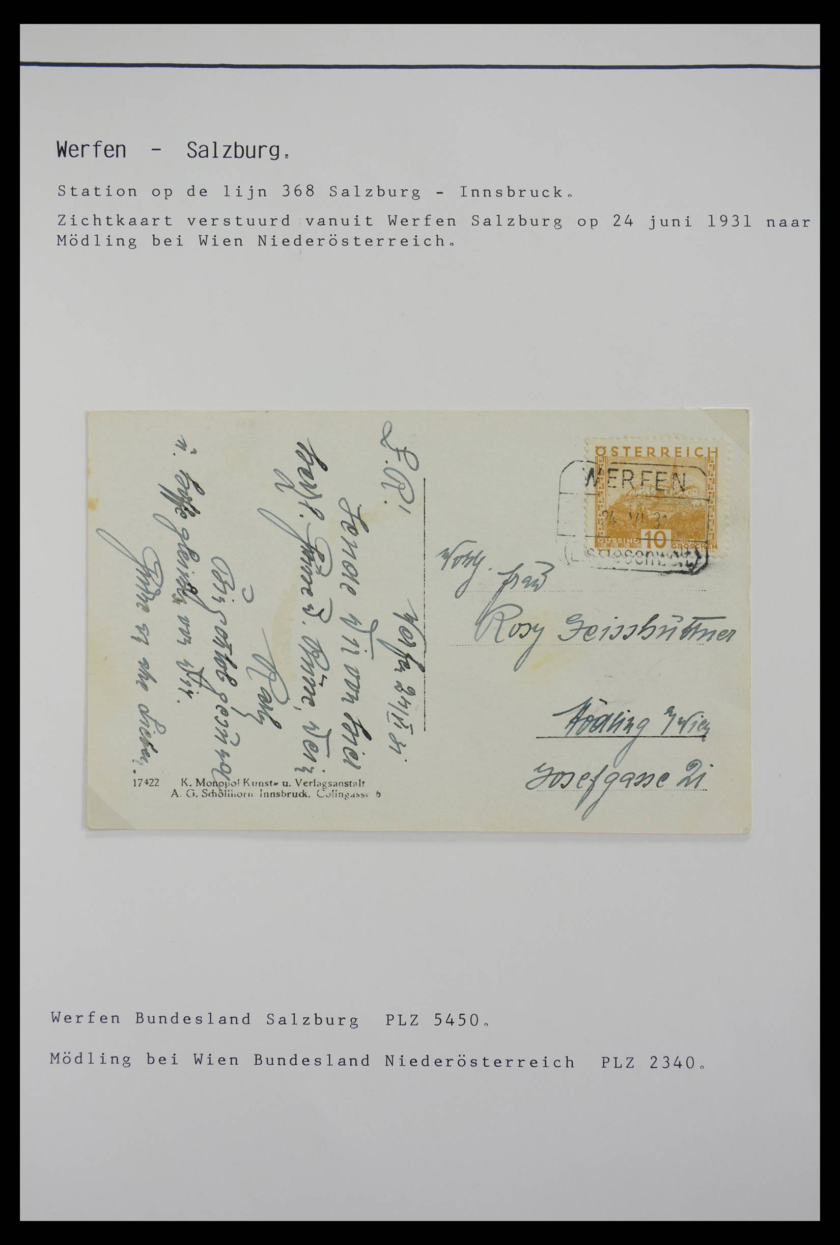27524 1030 - 27524 Austria railroad post and station cancels.