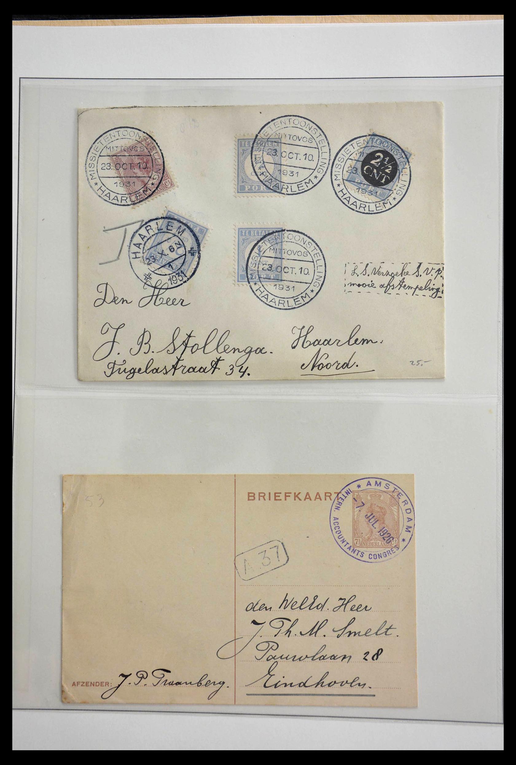 28783 012 - 28783 Netherlands commemorative cancels 1906-1934.