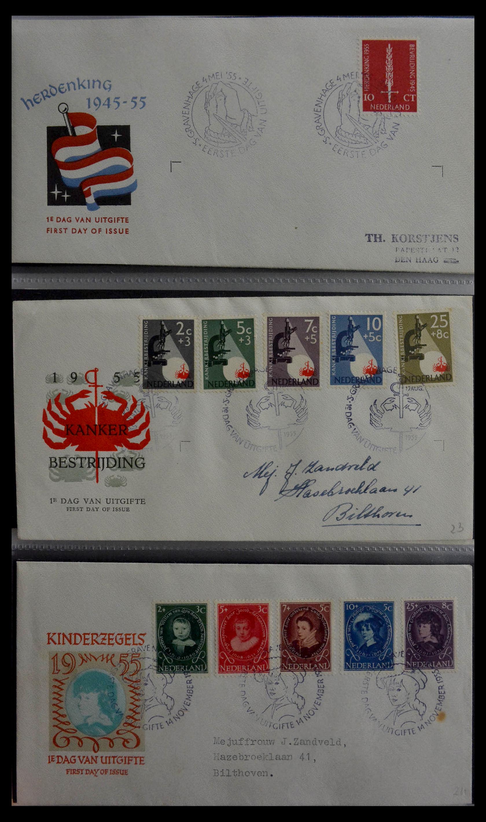28929 008 - 28929 Netherlands FDC's 1950-1959.