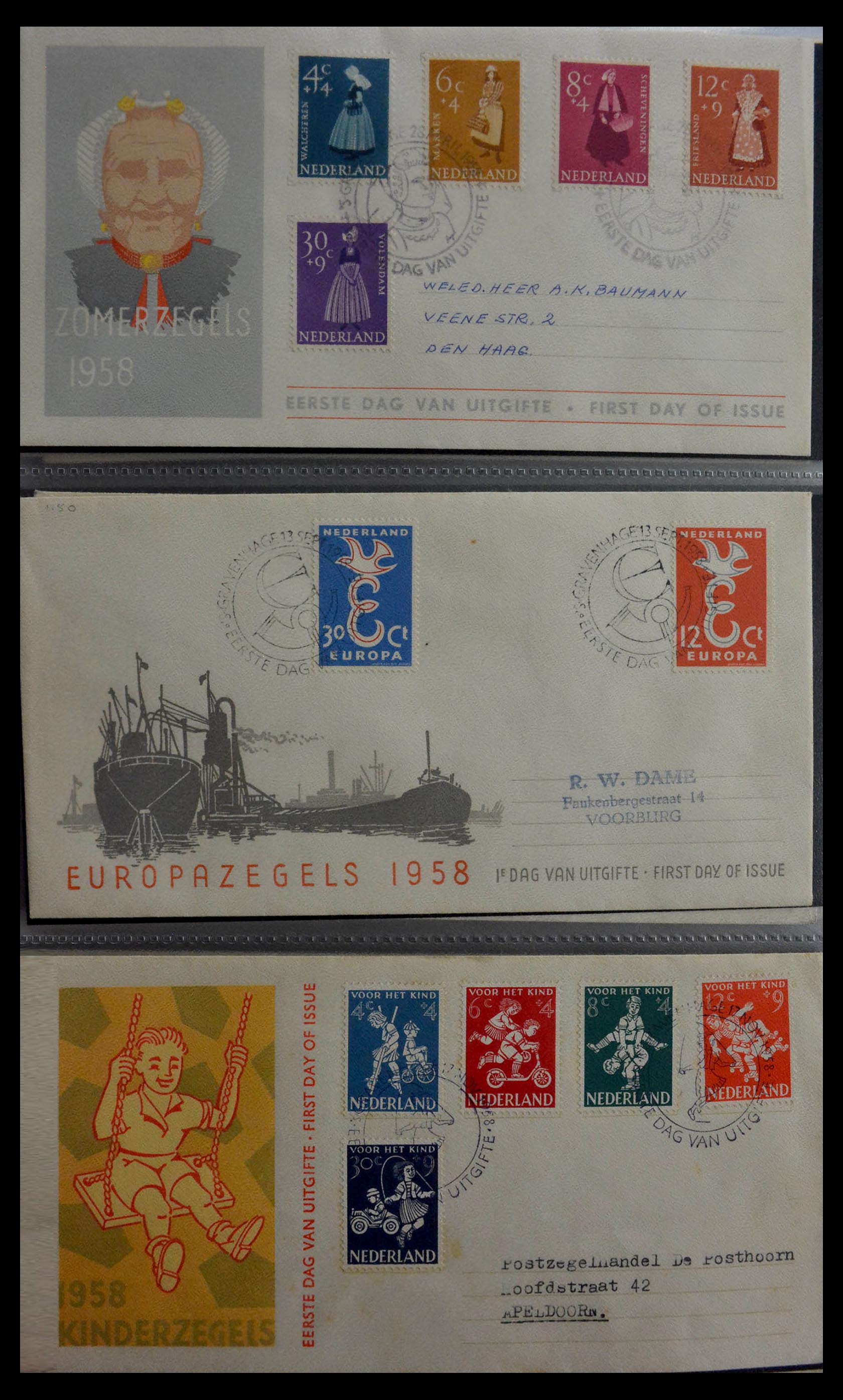 28929 012 - 28929 Netherlands FDC's 1950-1959.