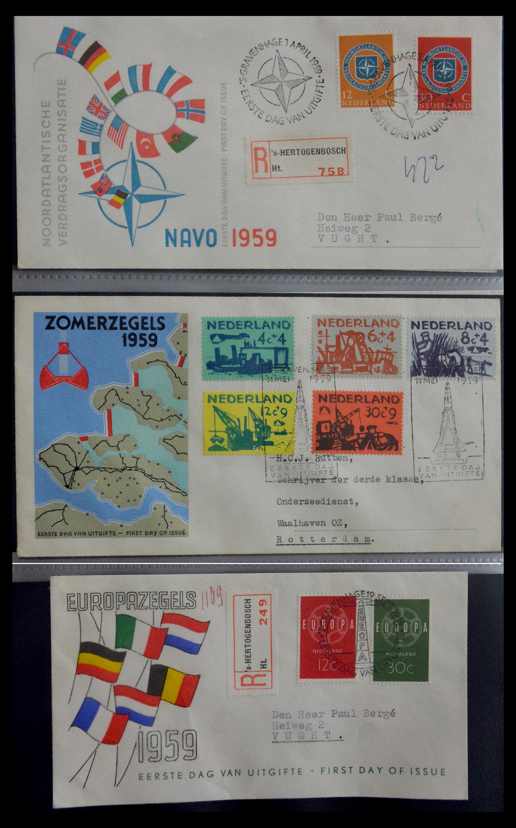 28929 013 - 28929 Netherlands FDC's 1950-1959.