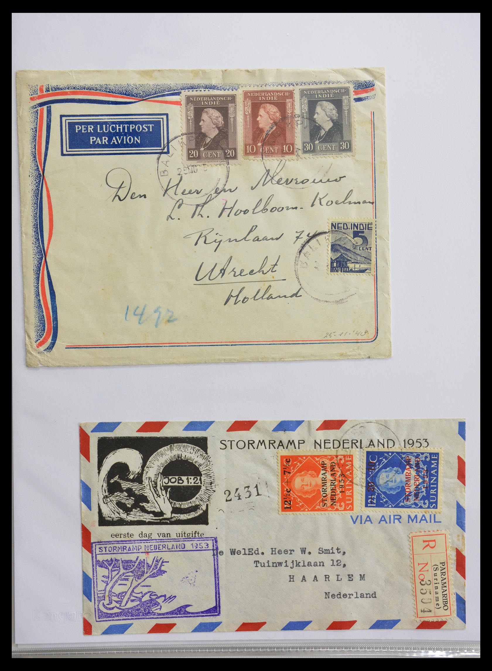 29087 001 - 29087 Netherlands airmail covers 1933-1953.