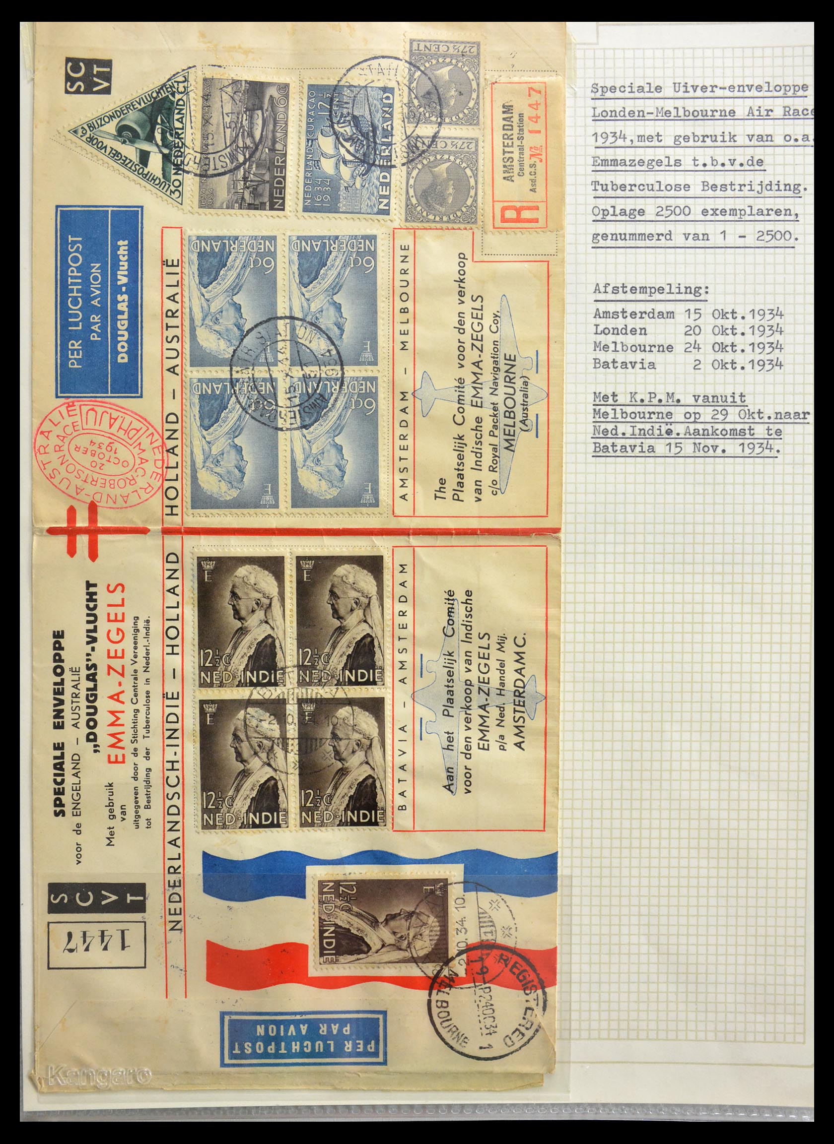 29087 004 - 29087 Netherlands airmail covers 1933-1953.
