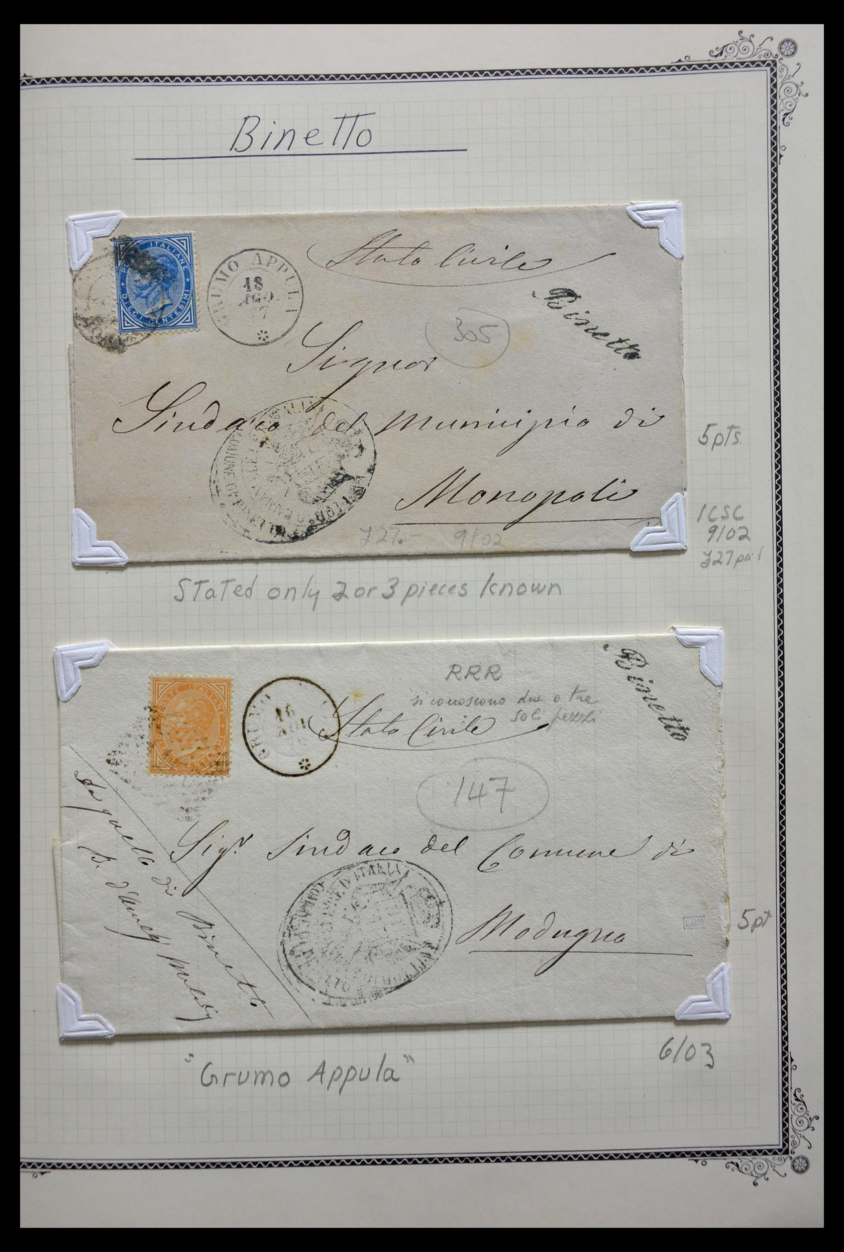 29293 024 - 29293 Italy cancellation collection 1870-1949.