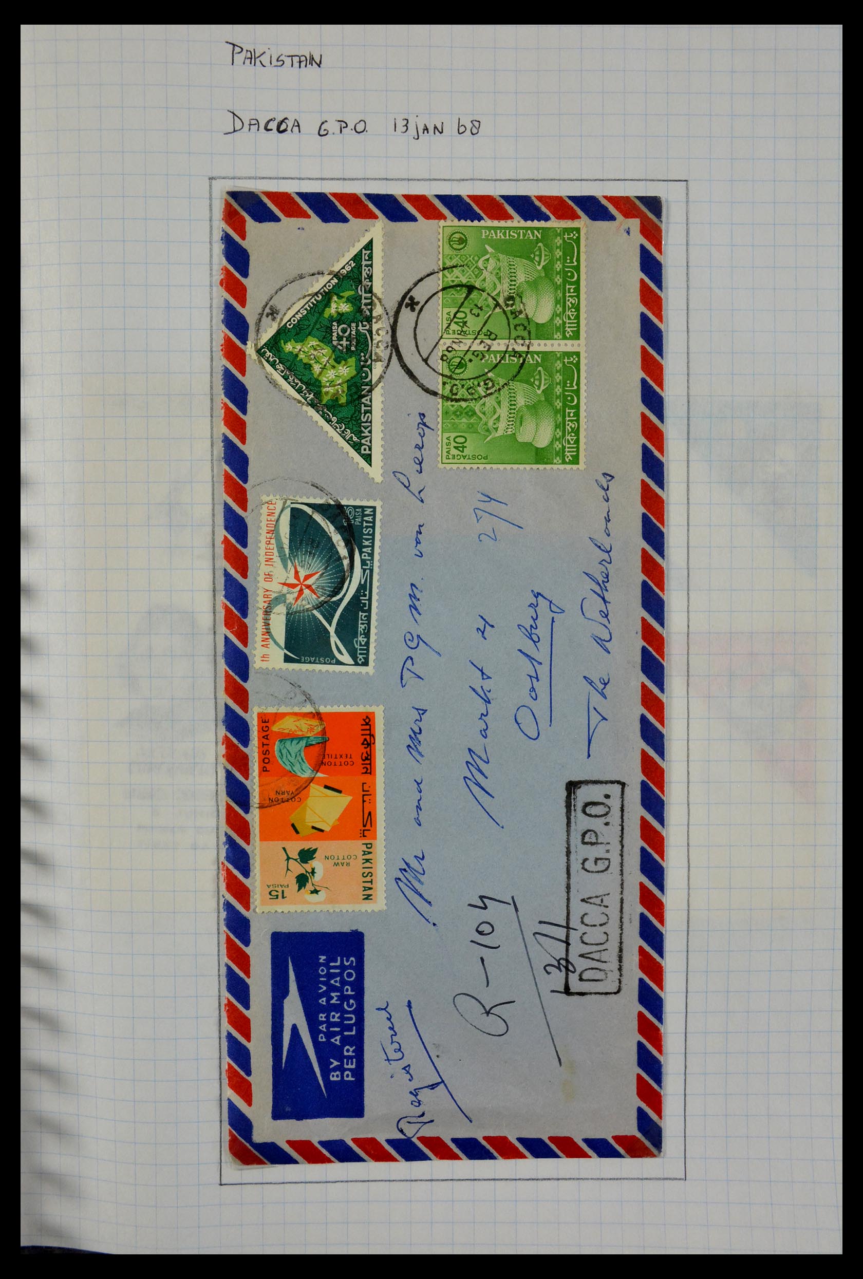 29465 108 - 29465 Triangular stamps on covers.