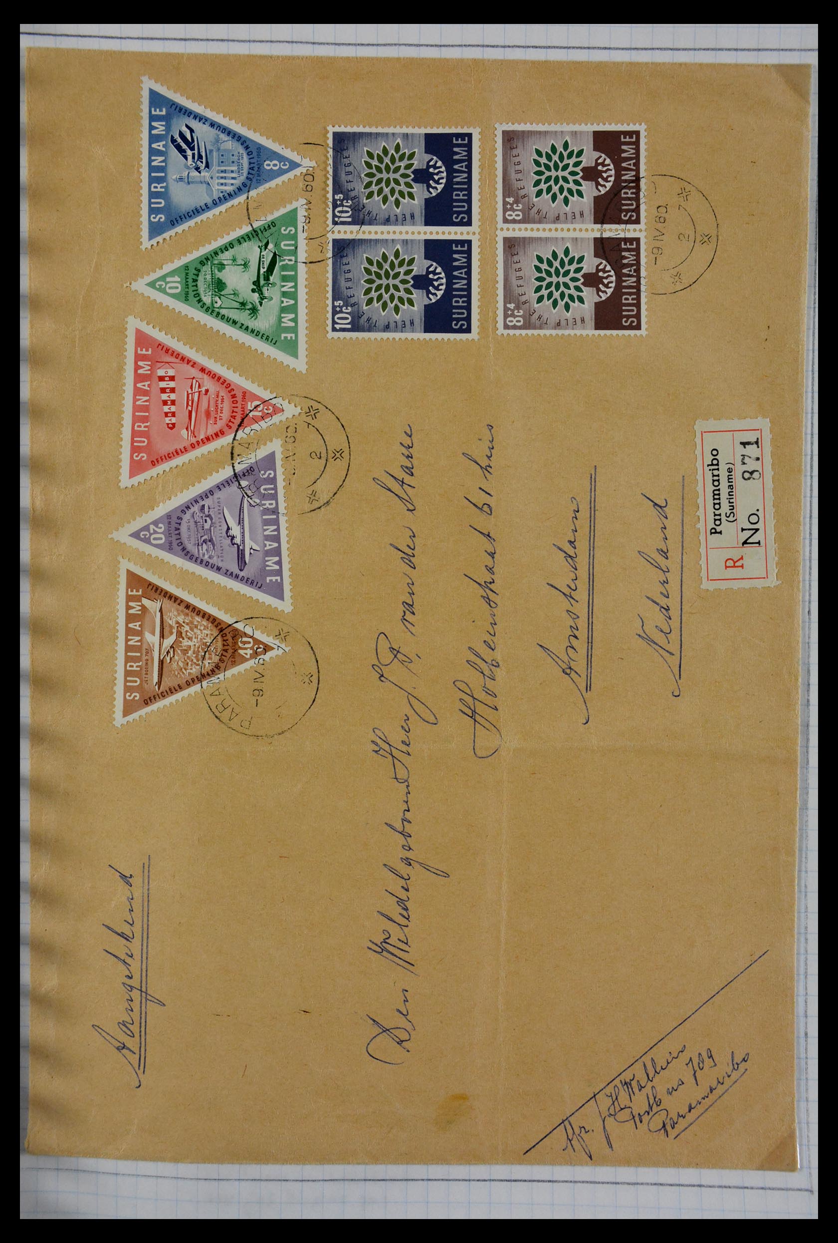 29465 123 - 29465 Triangular stamps on covers.