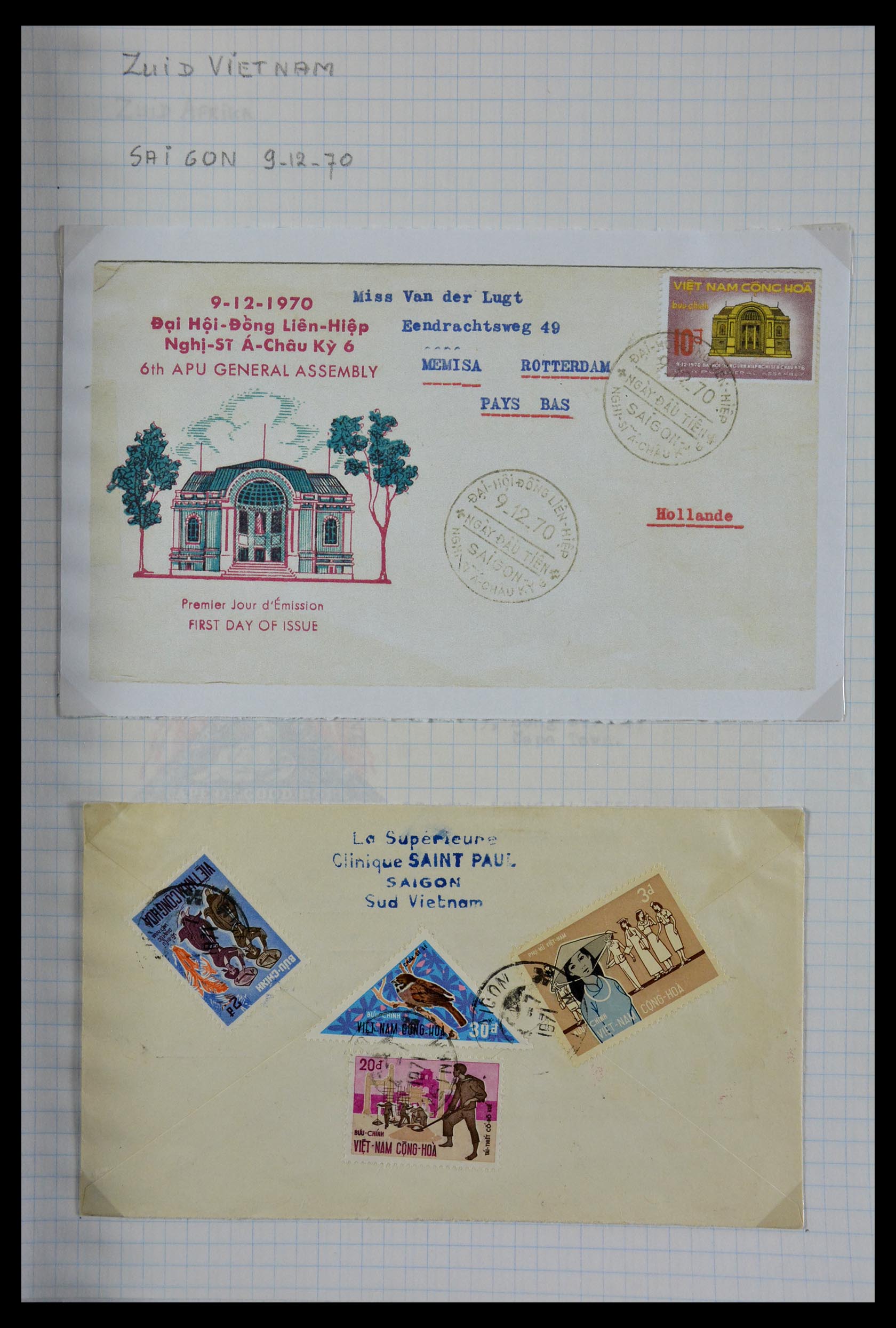 29465 141 - 29465 Triangular stamps on covers.