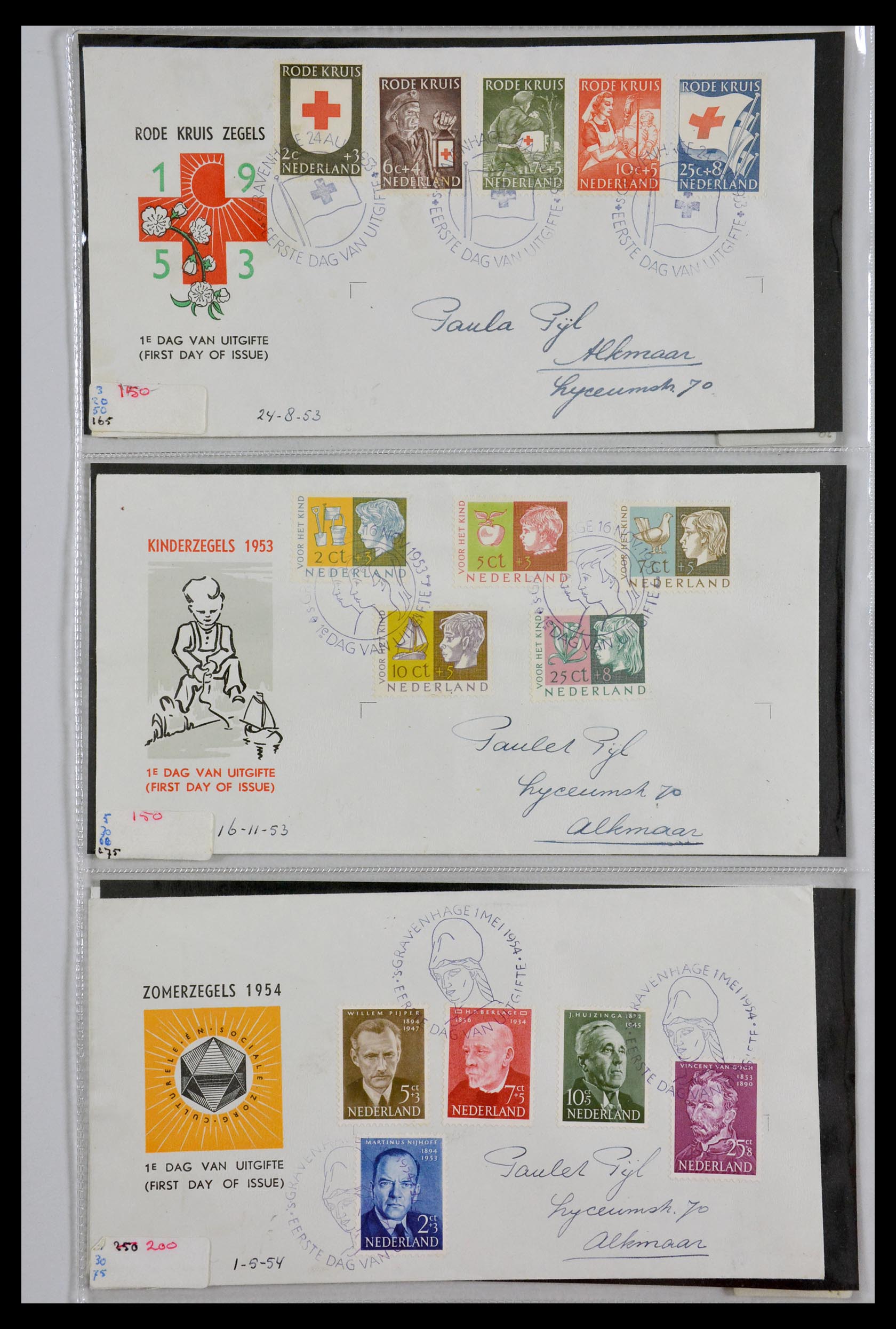 29540 006 - 29540 Netherlands 1950-1982 FDC's.