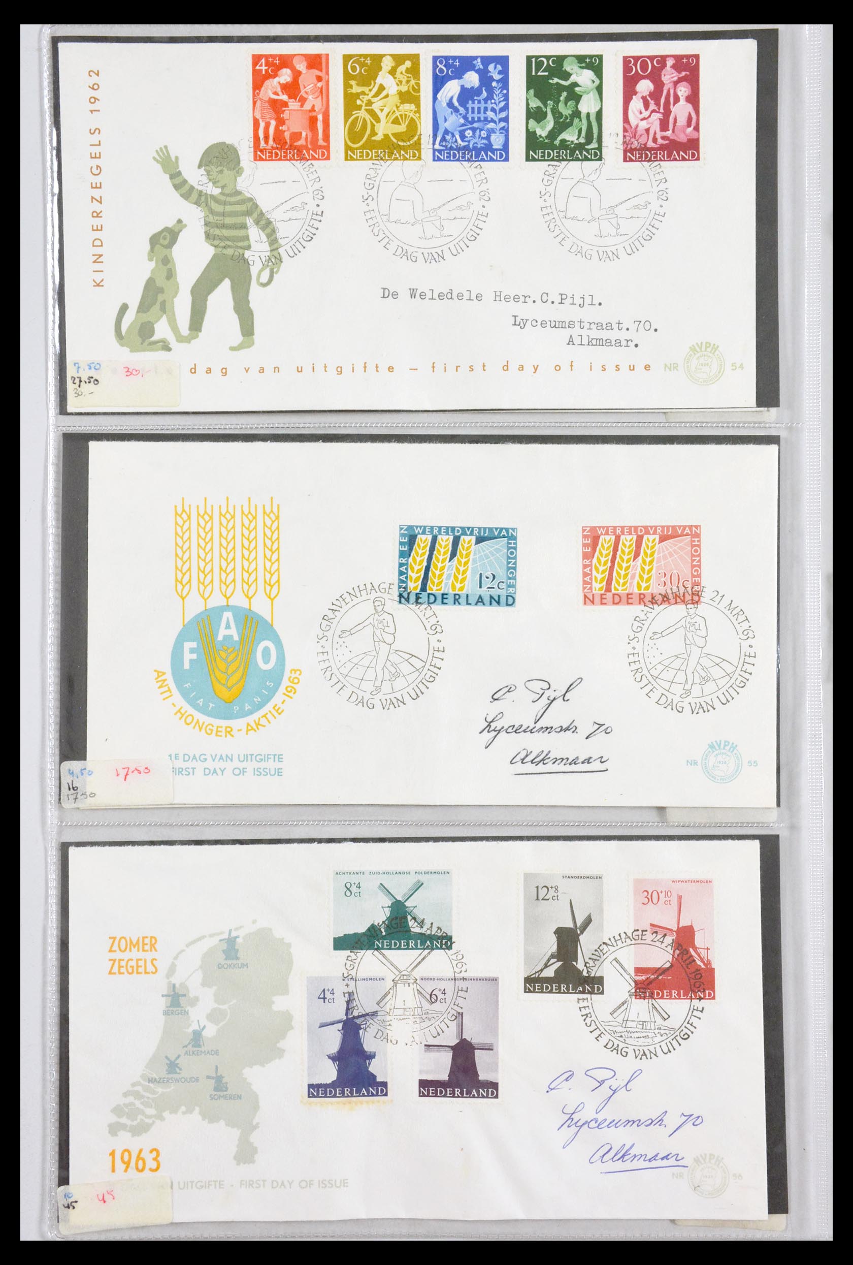 29540 020 - 29540 Netherlands 1950-1982 FDC's.
