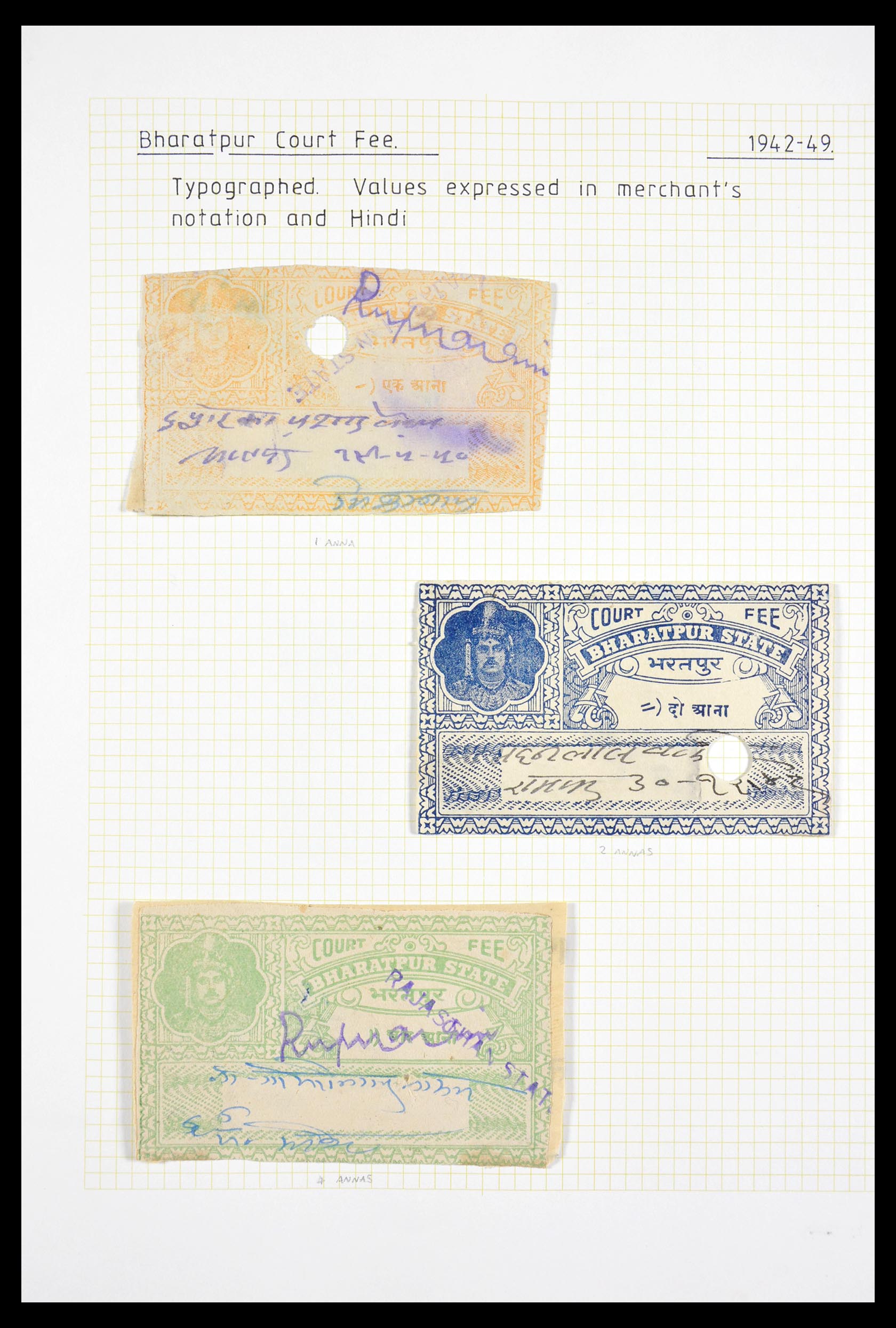 29571 001 - 29571 Indiase Staten fiscaal 1884-1951.