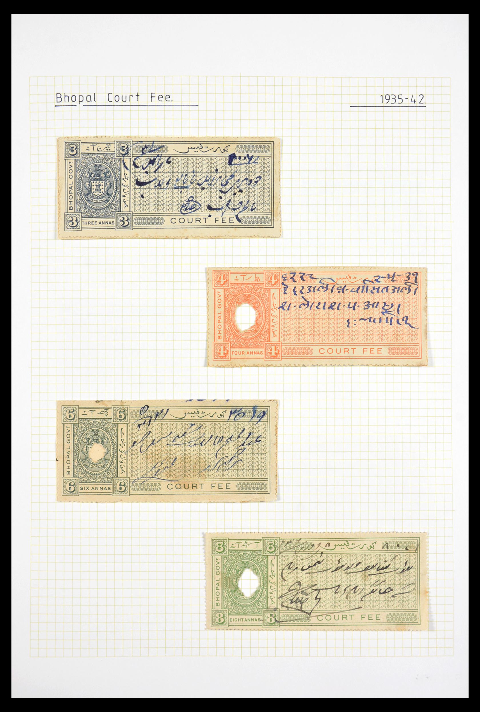 29571 010 - 29571 Indiase Staten fiscaal 1884-1951.