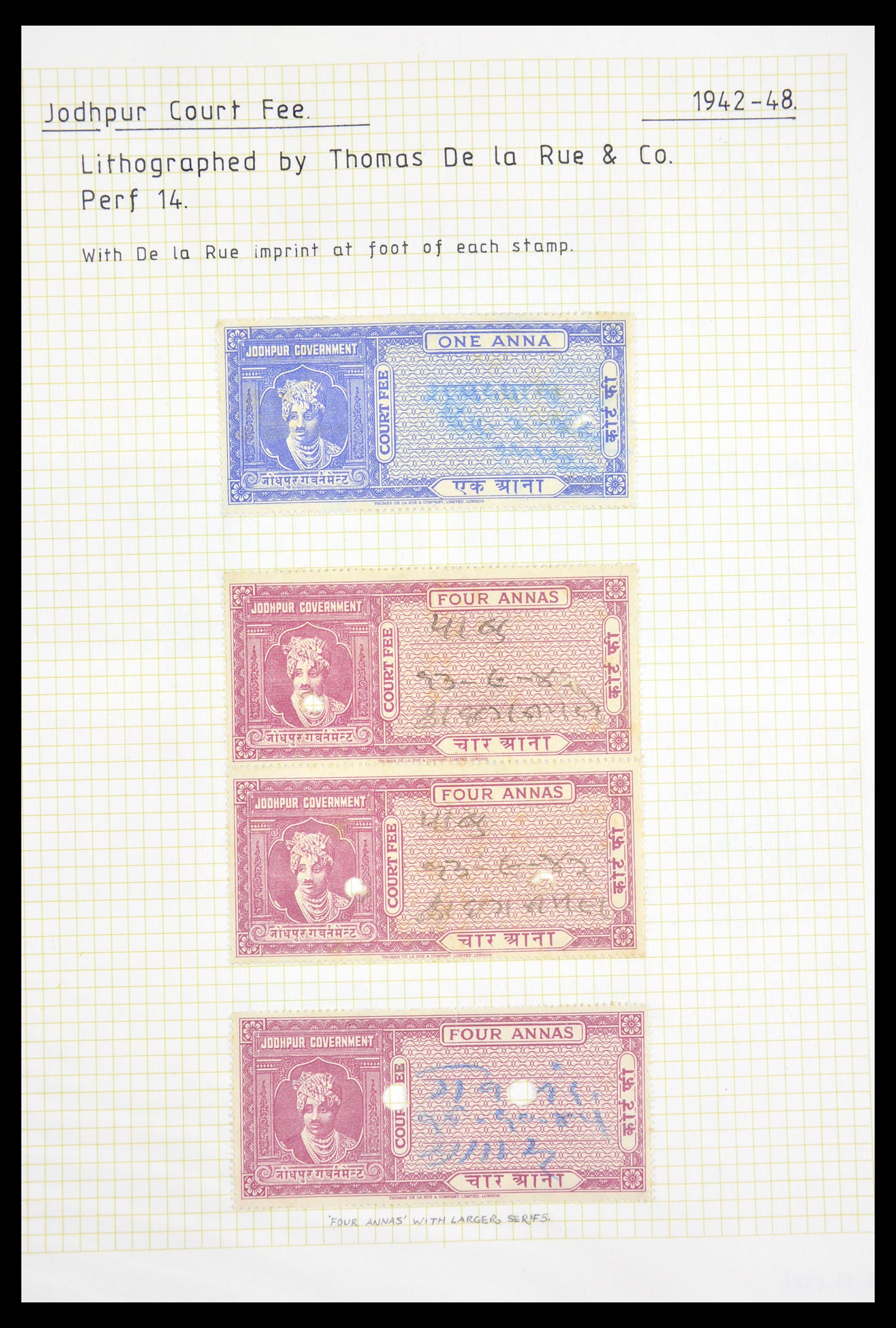 29571 092 - 29571 Indiase Staten fiscaal 1884-1951.
