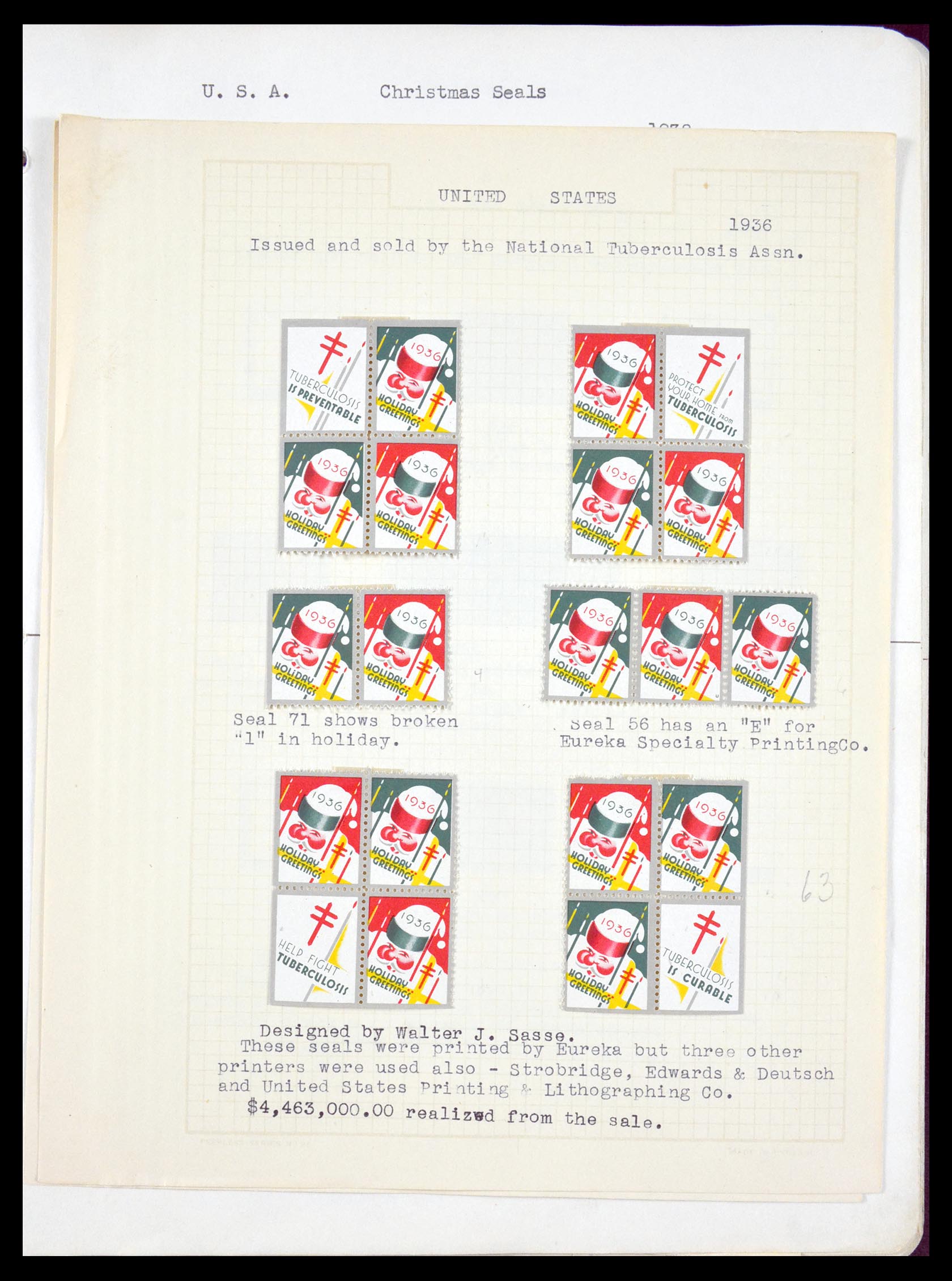 29587 036 - 29587 USA Christmas seals 1907-1978.