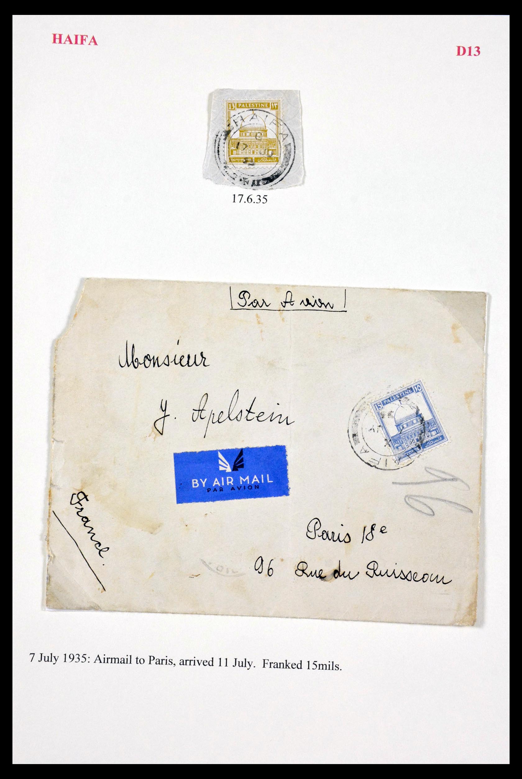 29588 013 - 29588 Palestina brieven en stempels 1919-1948.