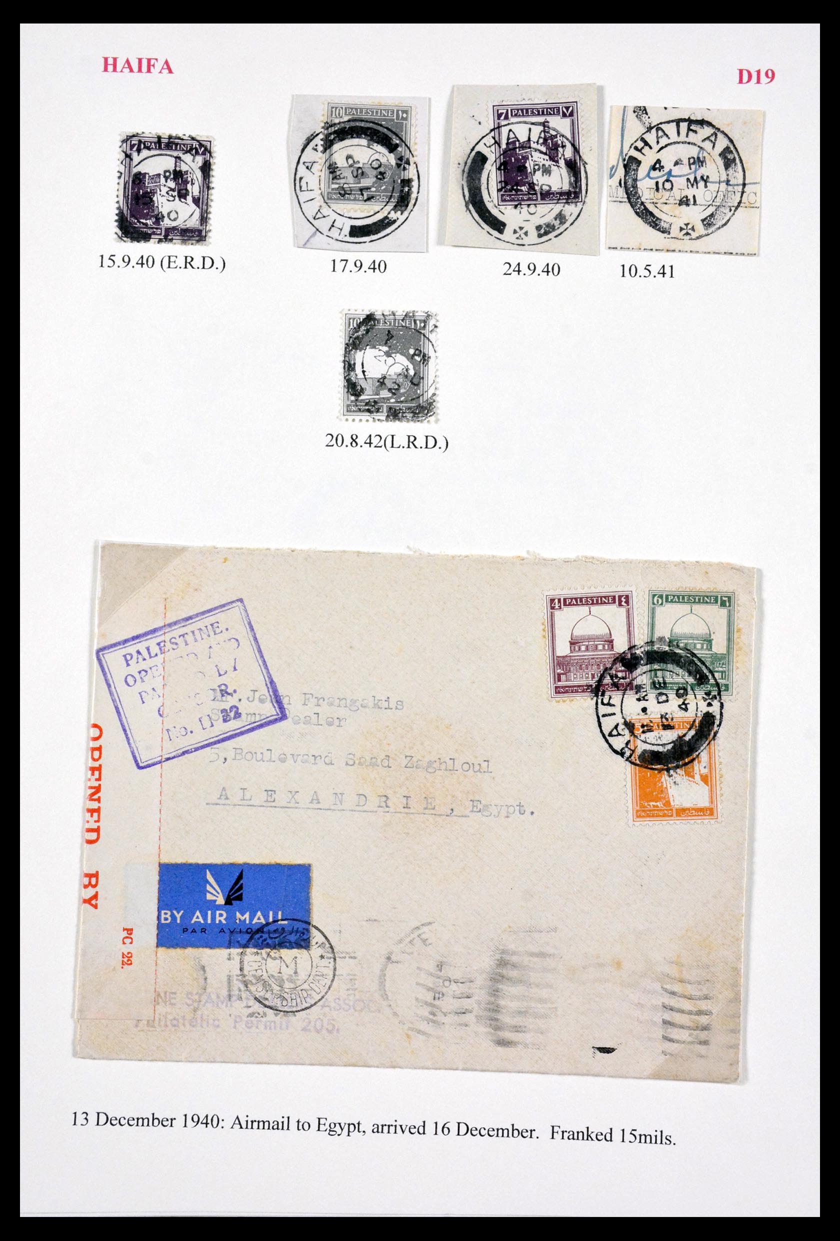 29588 032 - 29588 Palestine covers and cancels 1919-1948.