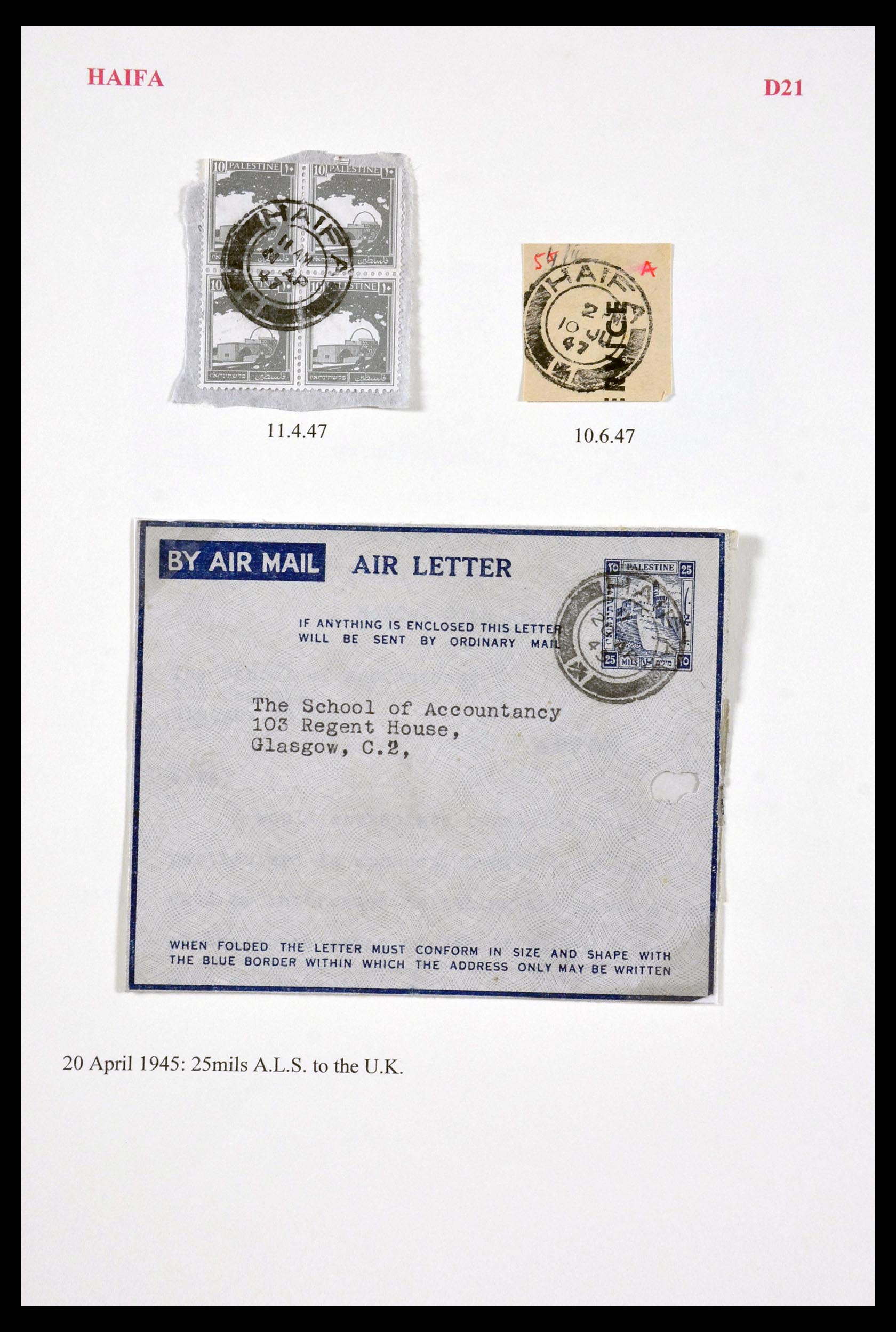 29588 036 - 29588 Palestina brieven en stempels 1919-1948.