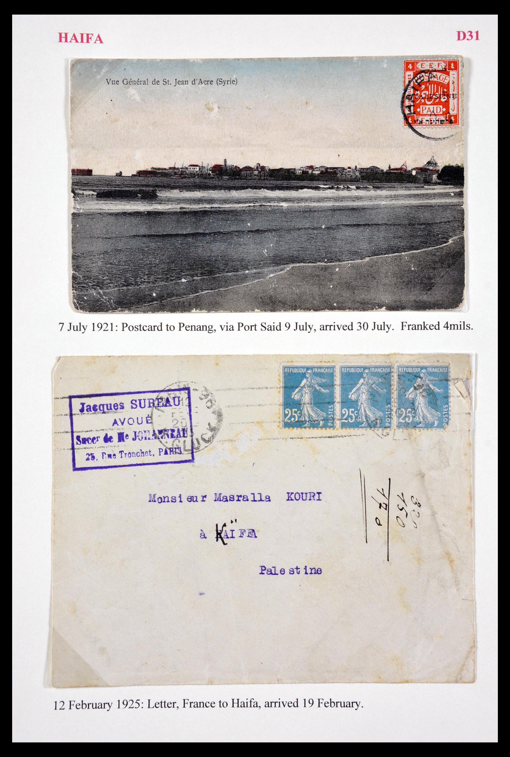 29588 041 - 29588 Palestina brieven en stempels 1919-1948.