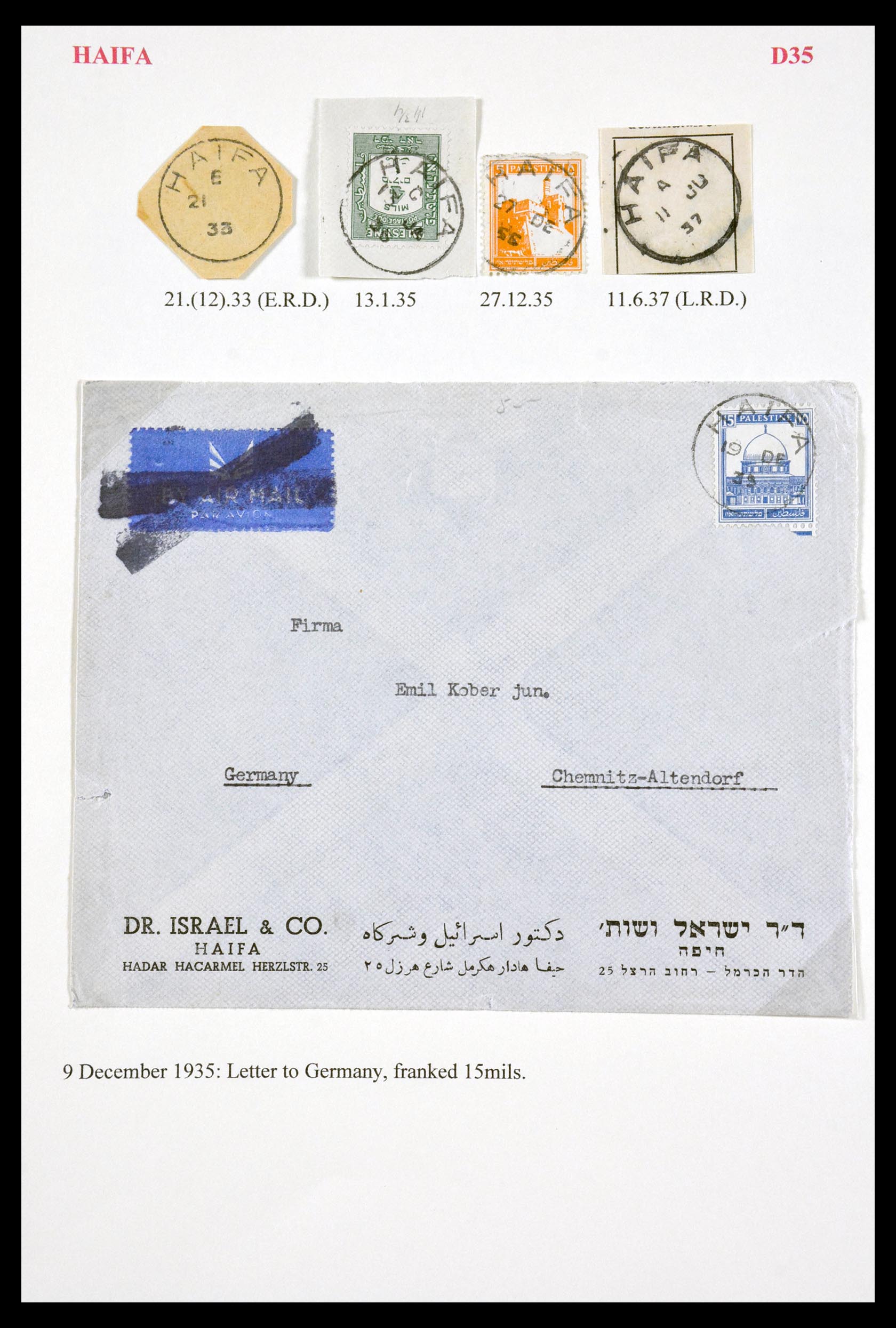 29588 045 - 29588 Palestine covers and cancels 1919-1948.