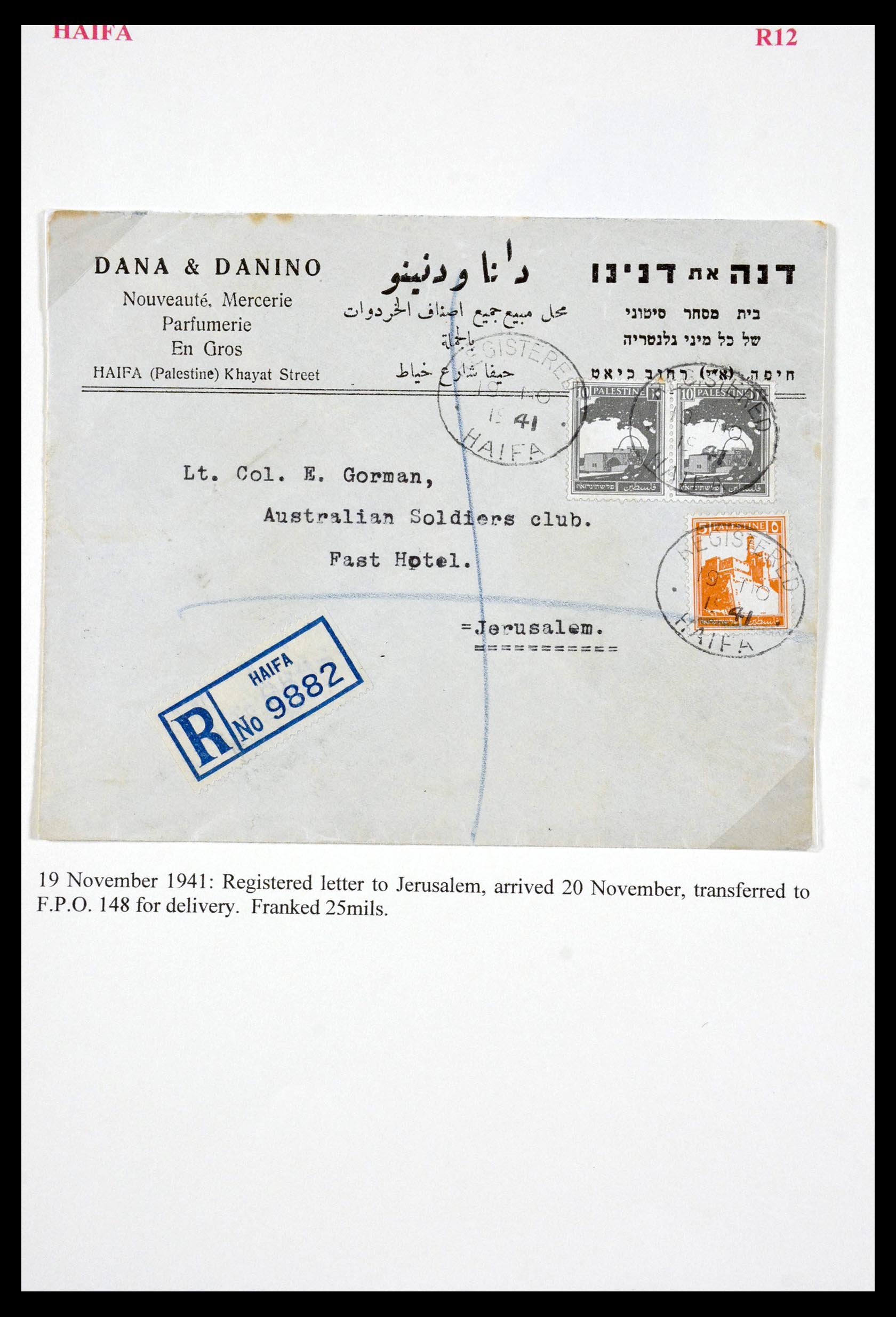 29588 070 - 29588 Palestine covers and cancels 1919-1948.