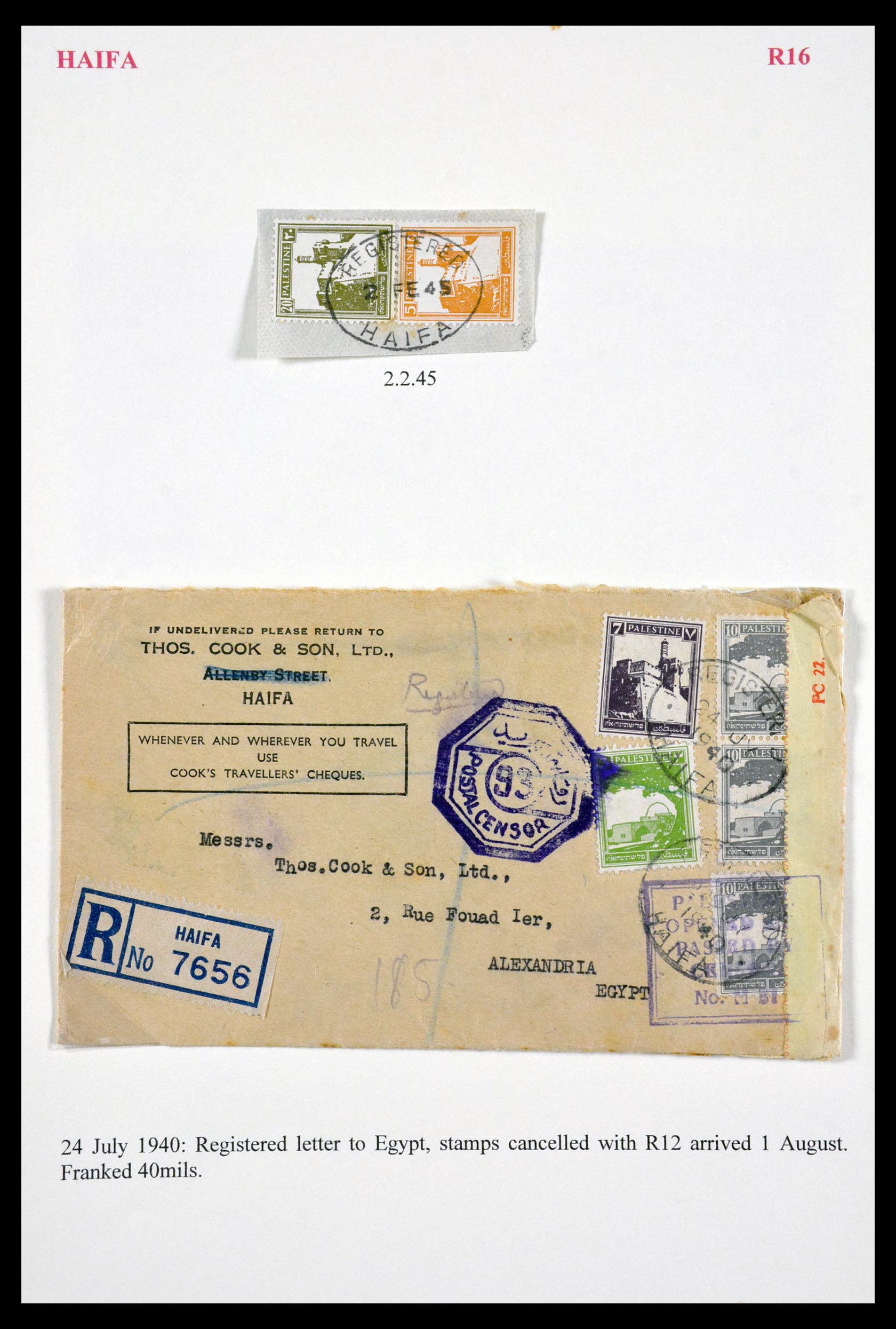 29588 075 - 29588 Palestine covers and cancels 1919-1948.
