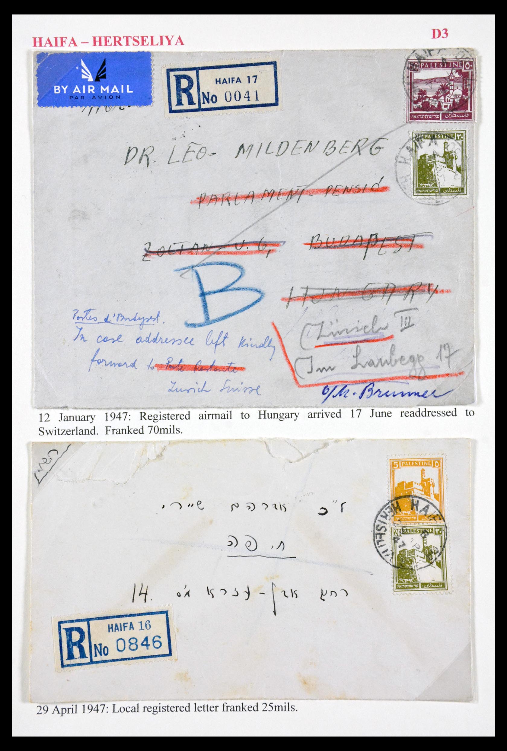 29588 107 - 29588 Palestine covers and cancels 1919-1948.