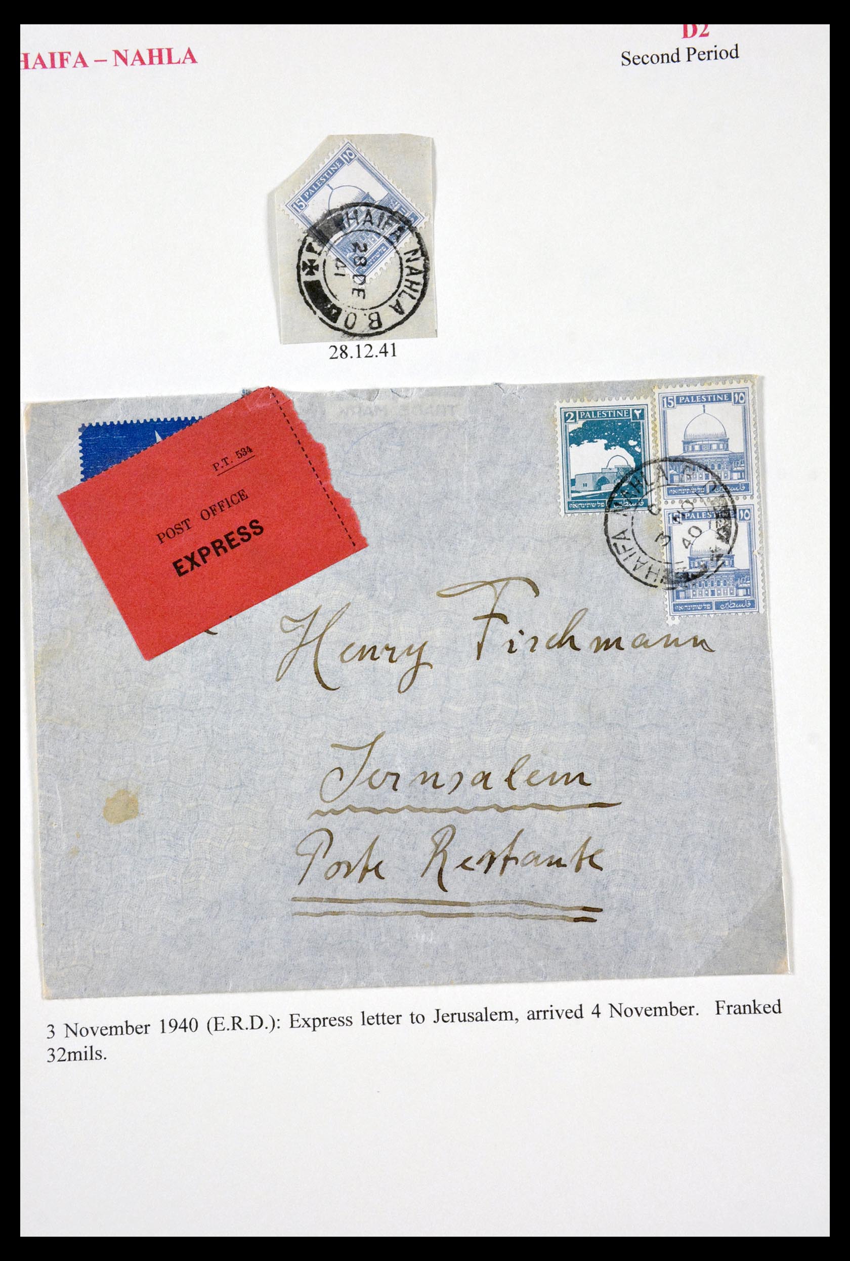 29588 110 - 29588 Palestina brieven en stempels 1919-1948.