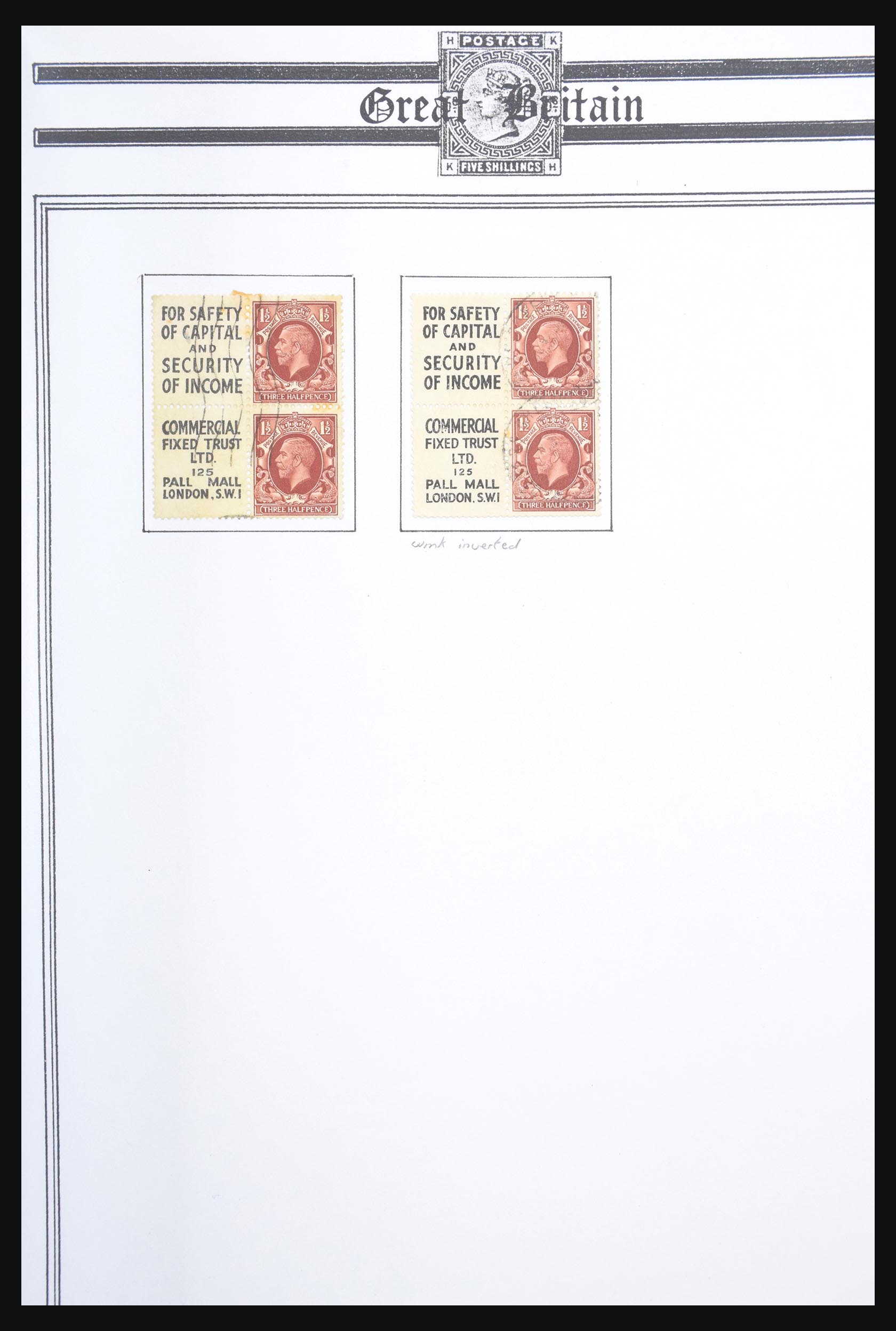 30662 008 - 30662 Great Britain combinations from stamp booklets 1912-1942.