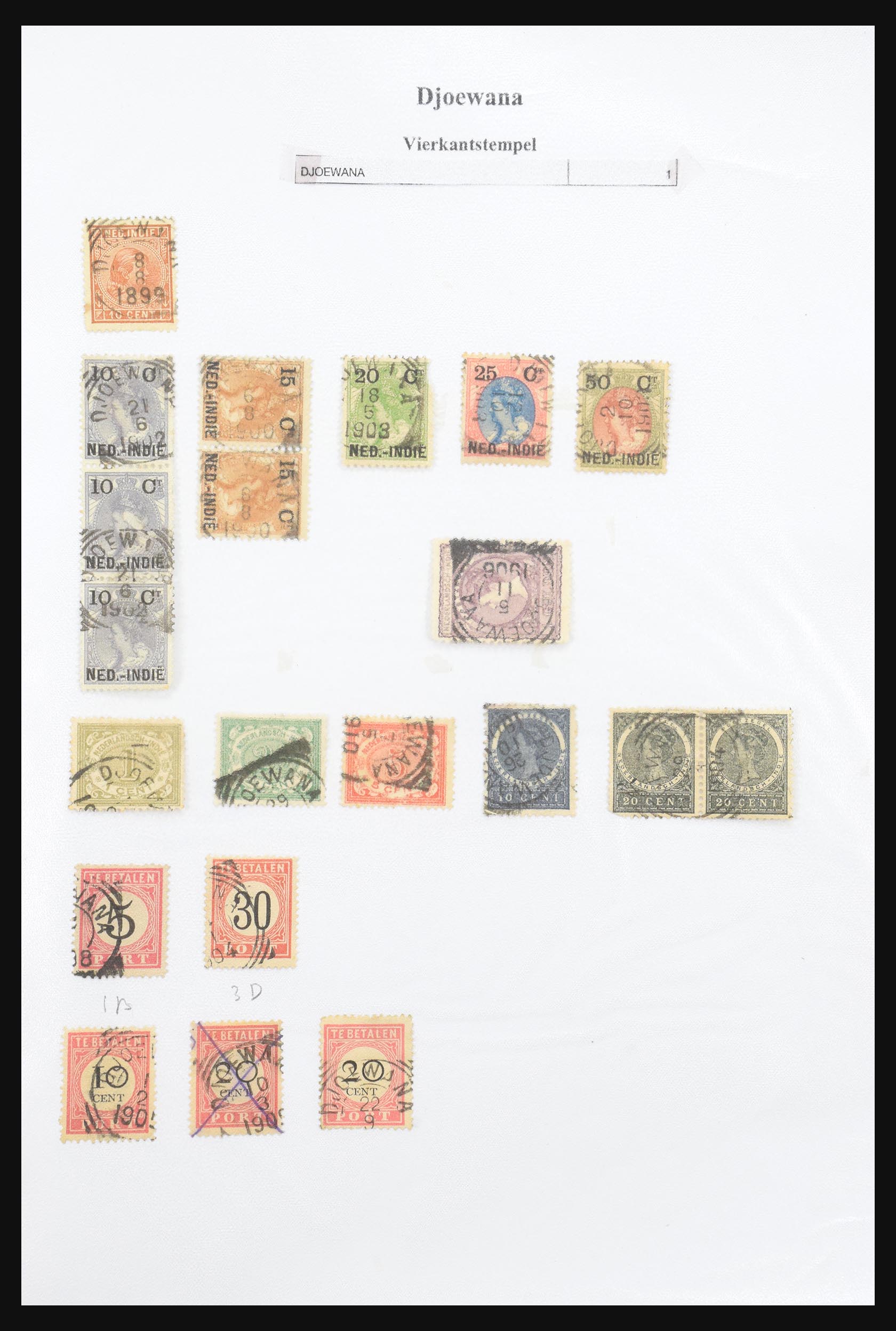 30981 068 - 30981 Dutch east Indies square cancels.