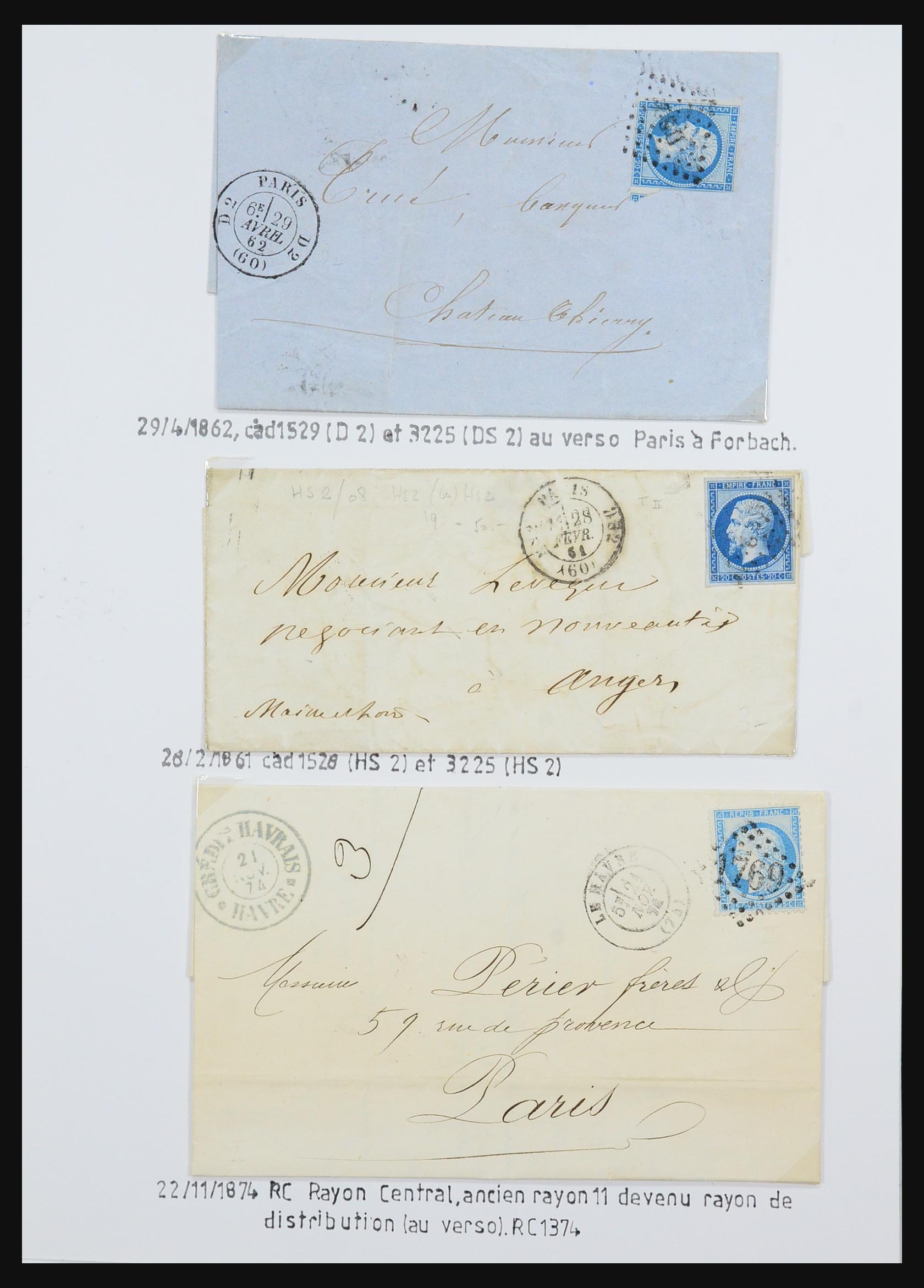 31145 006 - 31145 France, cancels Paris 1849-1990.