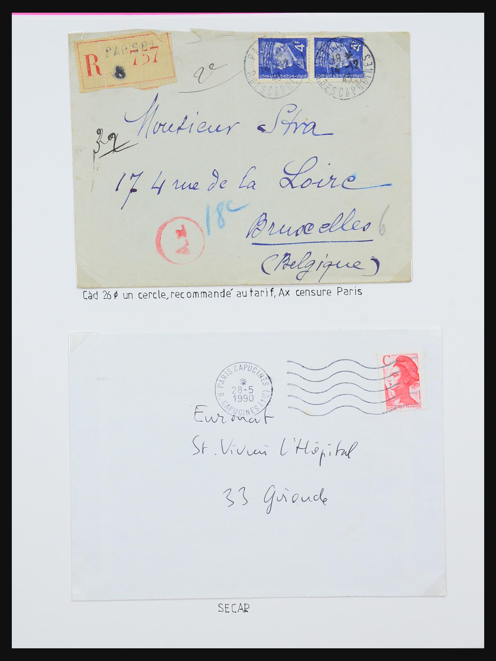 31145 058 - 31145 France, cancels Paris 1849-1990.