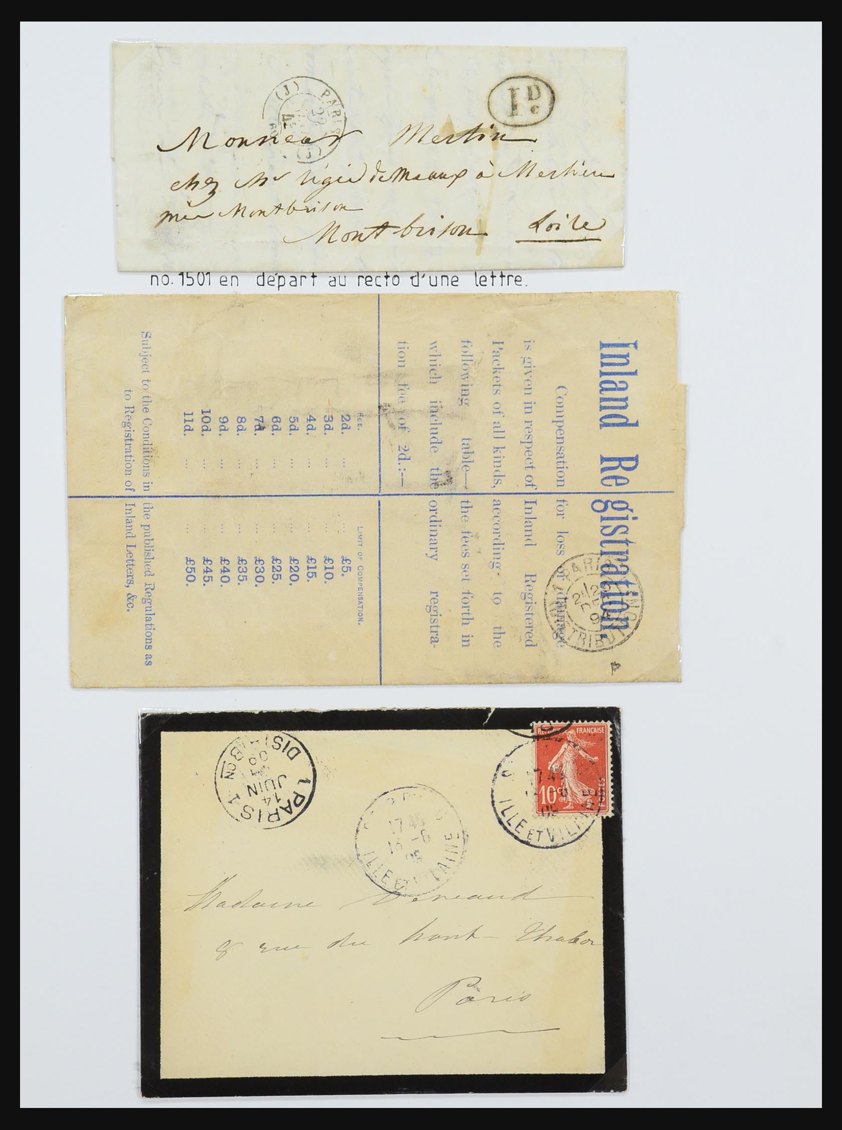 31145 070 - 31145 France, cancels Paris 1849-1990.