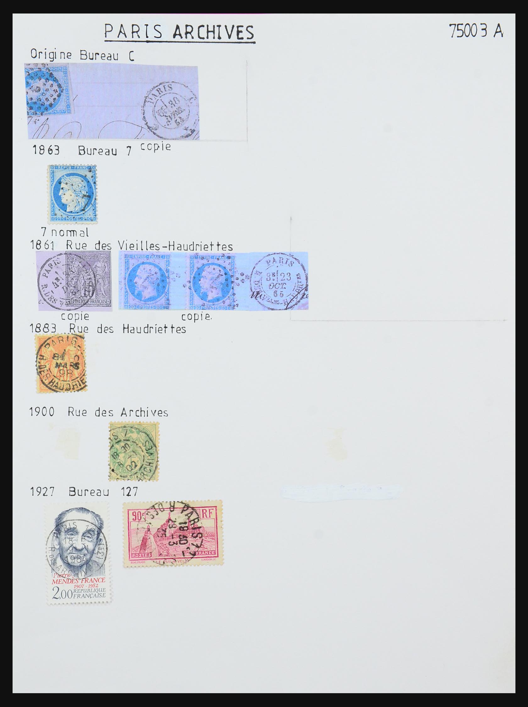 31145 081 - 31145 France, cancels Paris 1849-1990.