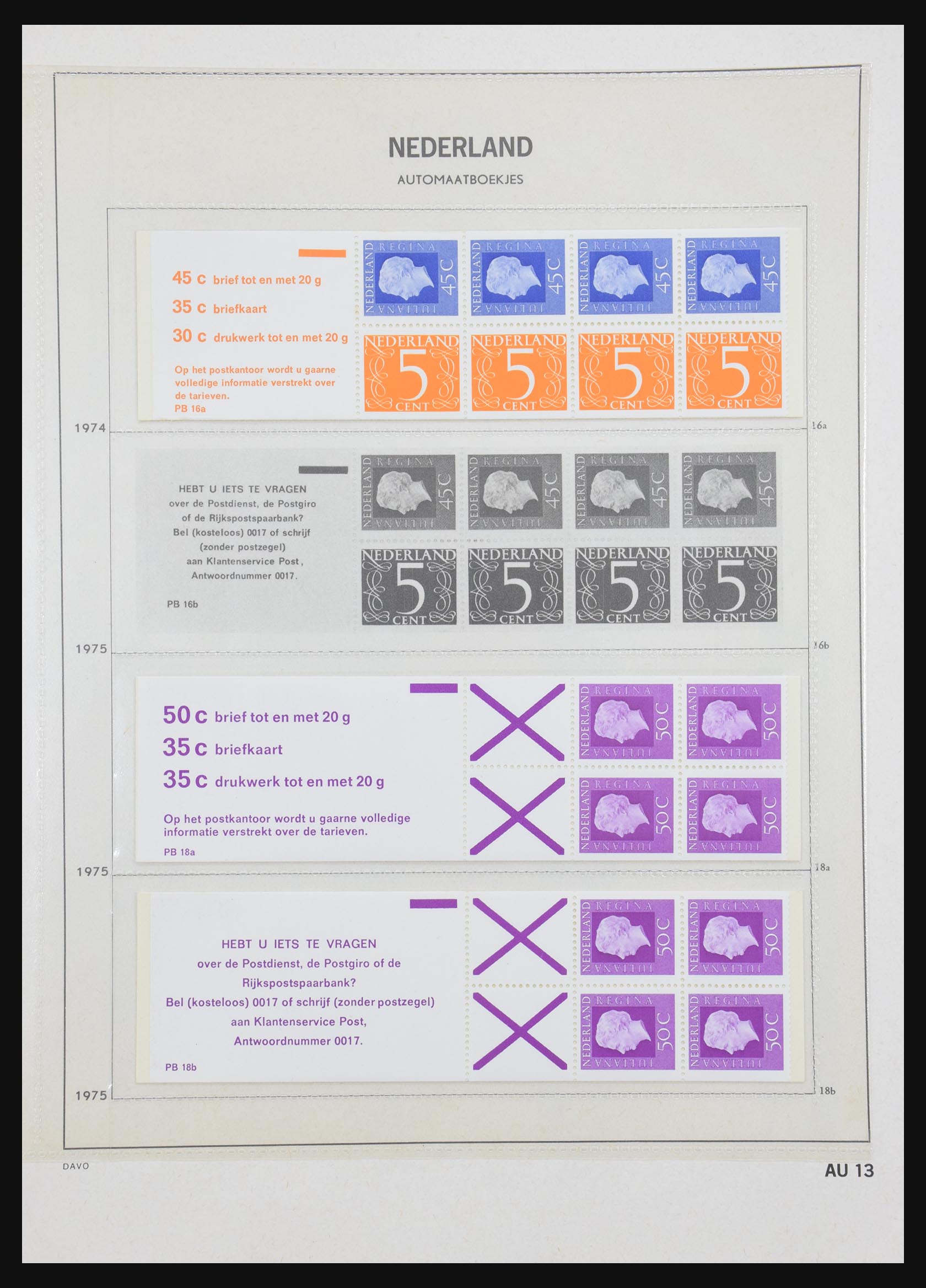 31159 013 - 31159 Netherlands stamp booklets 1964-1994.