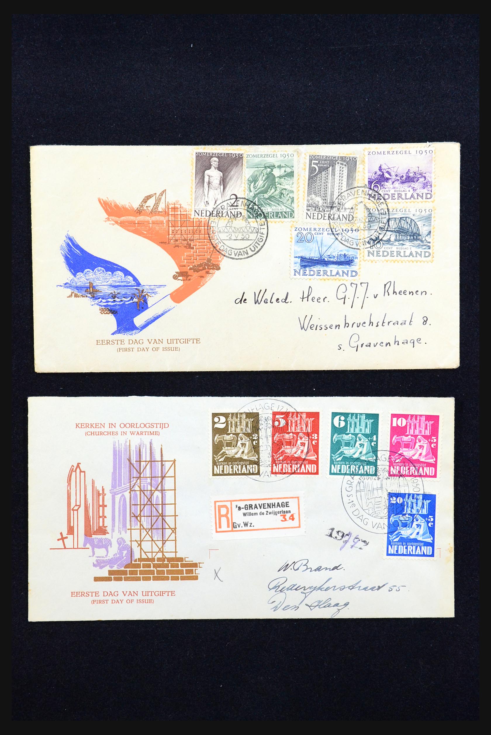 31349 001 - 31349 Nederland fdc's 1950.